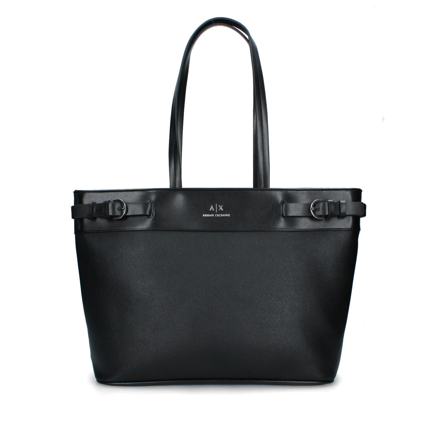 BORSA SHOPPING CON FIBBIE DONNA NERO