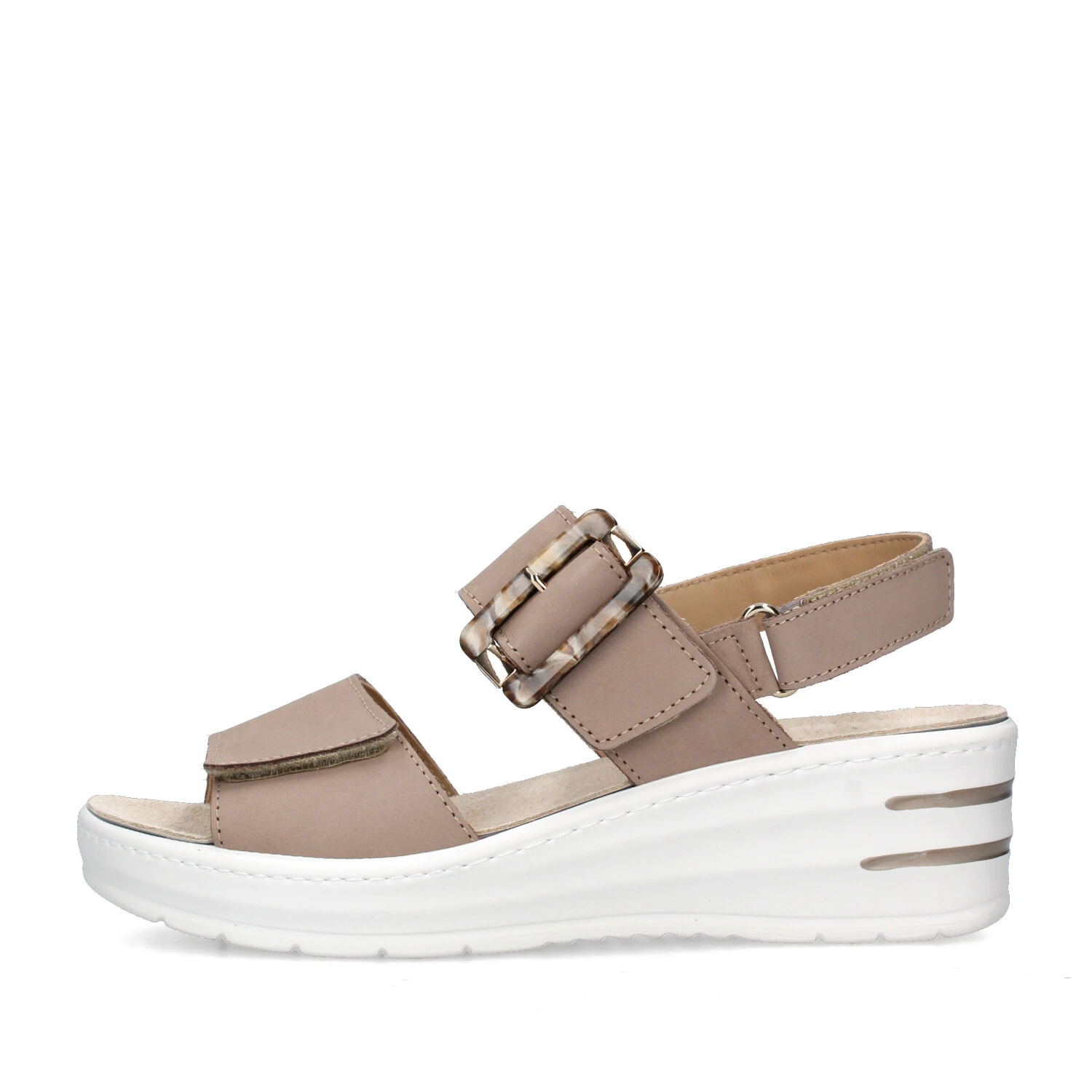 SANDALI CON ZEPPA DONNA BEIGE SCURO