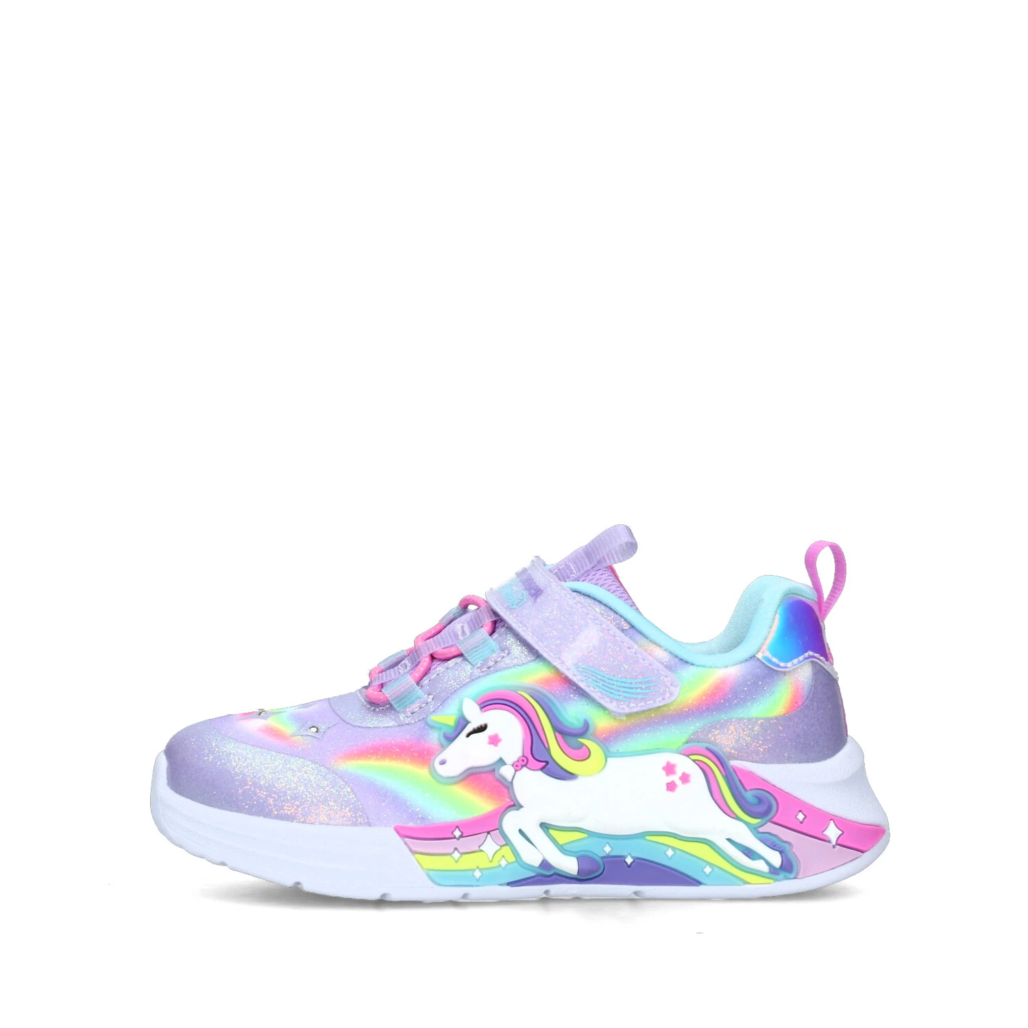 SNEAKERS BASSE CON UNICORNO E STELLE LUMINOSE BAMBINA BIANCO