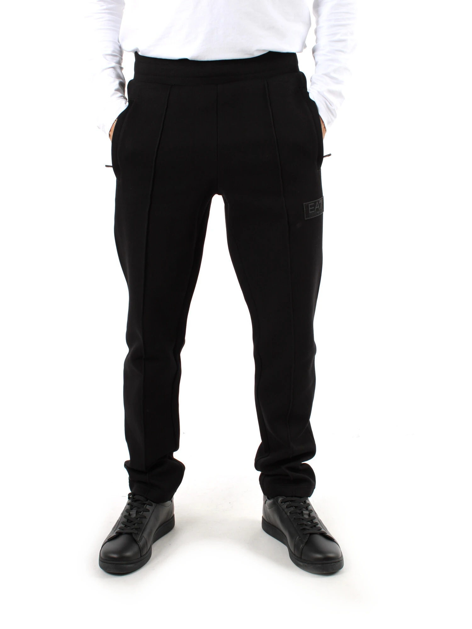 PANTALONI JOGGERS CON TASCHE E LOGO UOMO NERO