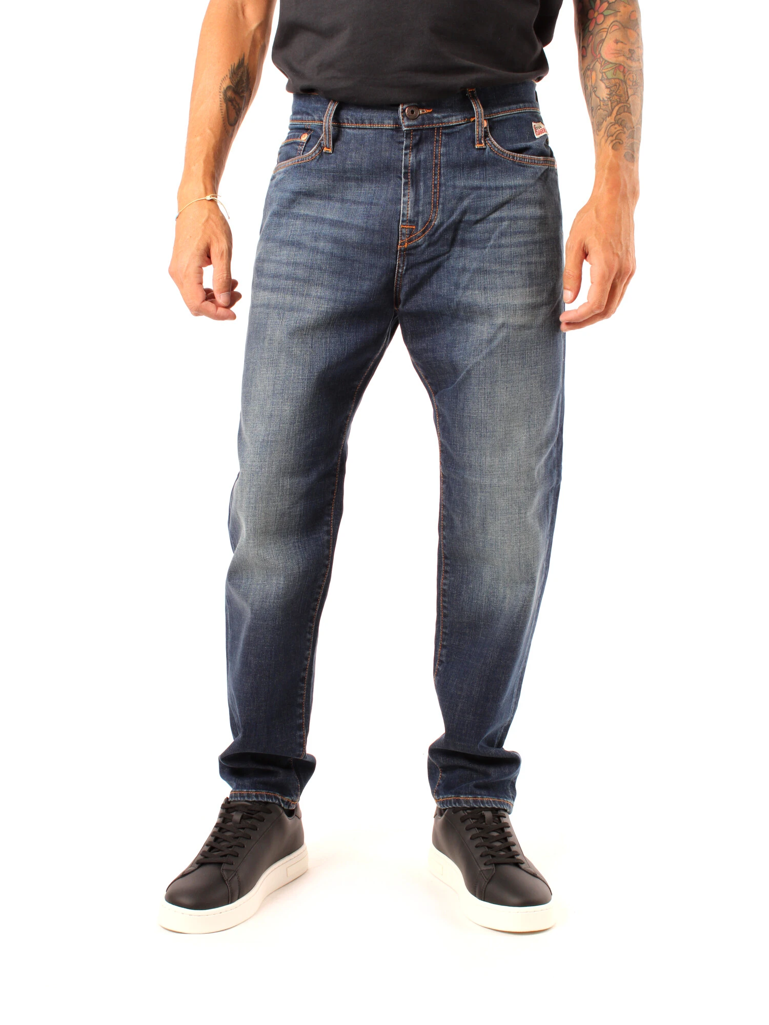 JEANS SLIM FIT CINQUE TASCHE CON LOGO UOMO BLU