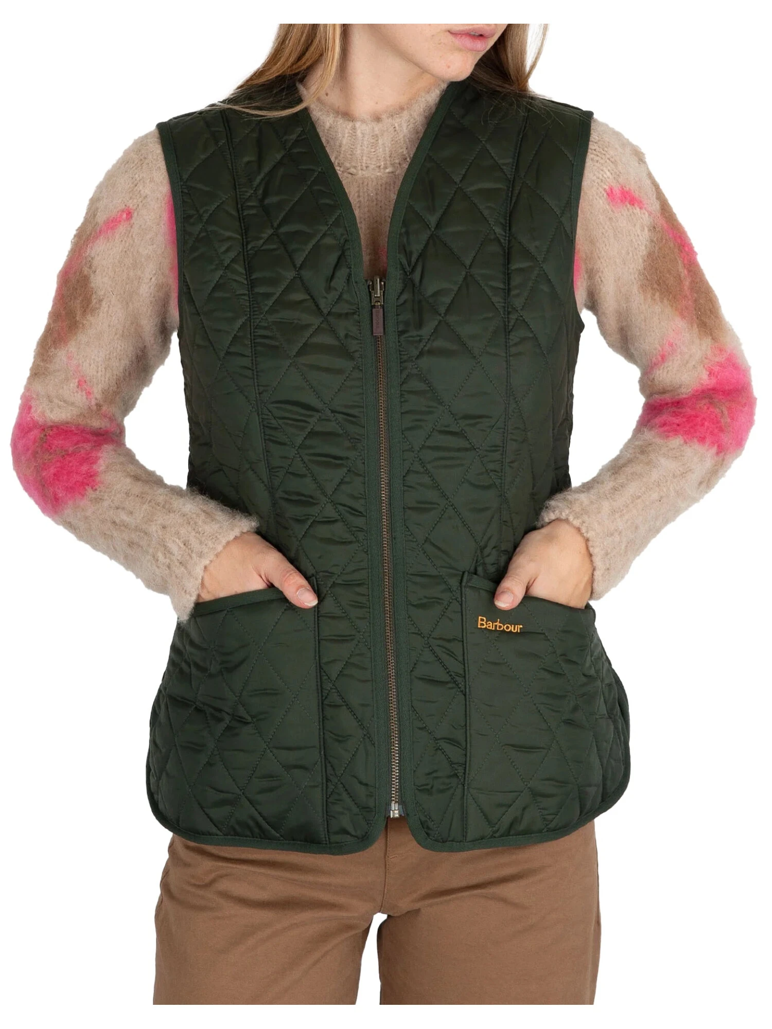 GILET IMBOTTITO CON RIVESTIMENTO PILE DONNA VERDE