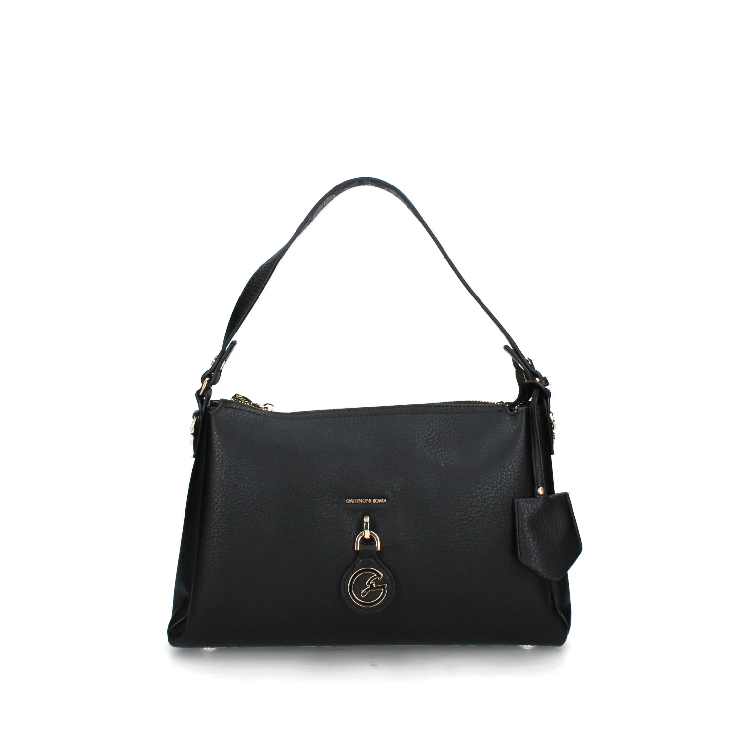 BORSA A SPALLA DENISE SOFT MEDIA CON LOGO DONNA NERO