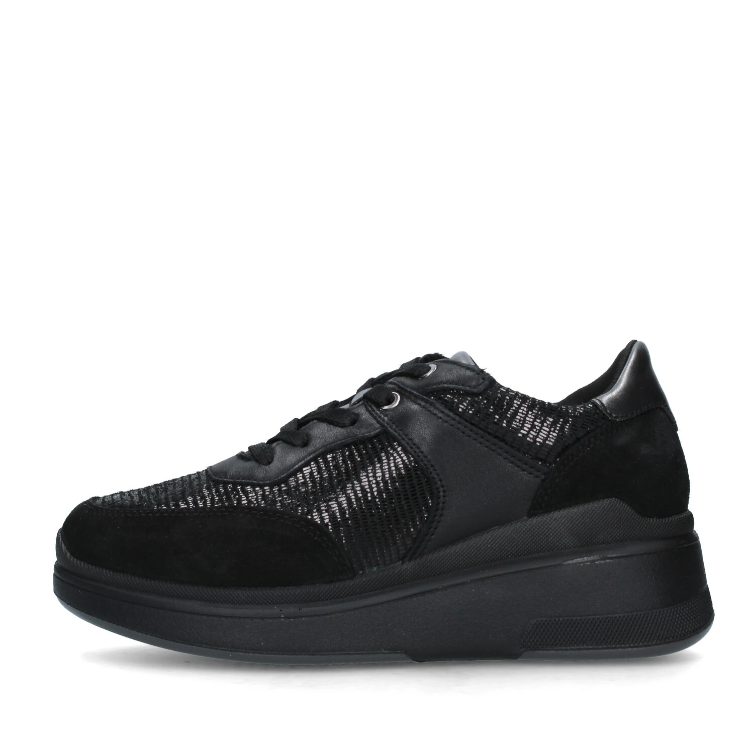 SNEAKERS PLATFORM IN PELLE SCAMOSCIATA DONNA NERO