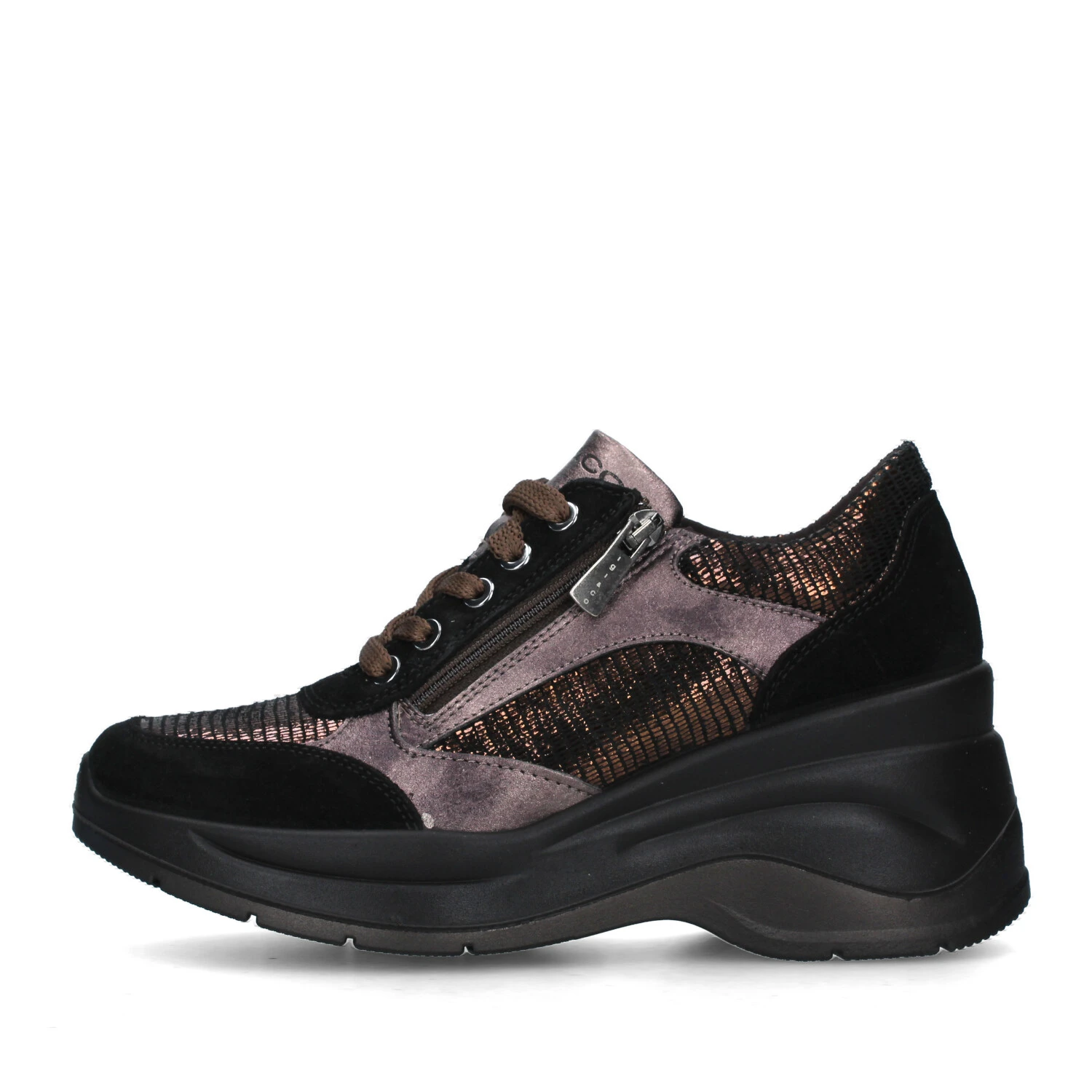 SNEAKERS PLATFORM CAMOSCIO E PELLE DONNA NERO