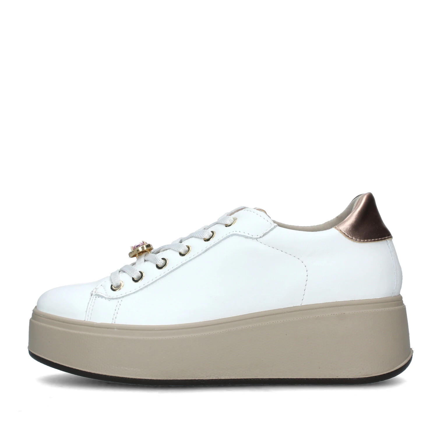 SNEAKERS PLATFORM CON GIOIELLO DONNA BIANCO