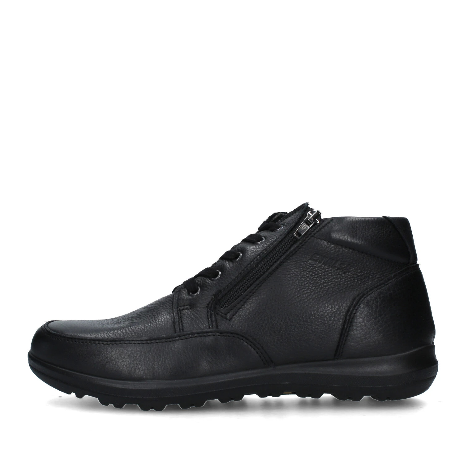 SNEAKERS ALTE IN PELLE CON ZIP E LACCI UOMO NERO