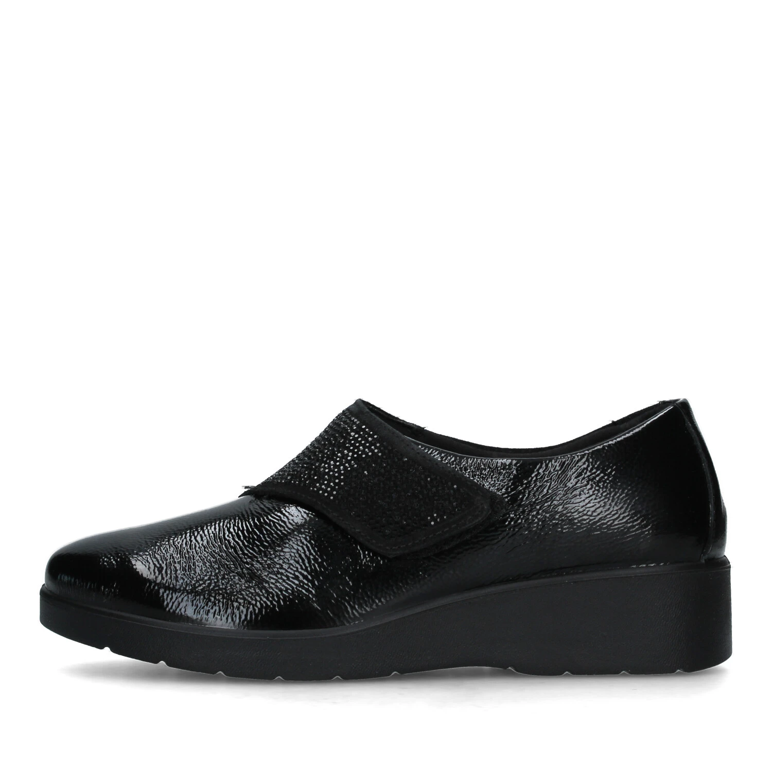 SNEAKERS SLIP ON CON BRILLANTINI SU STRAPPO DONNA NERO