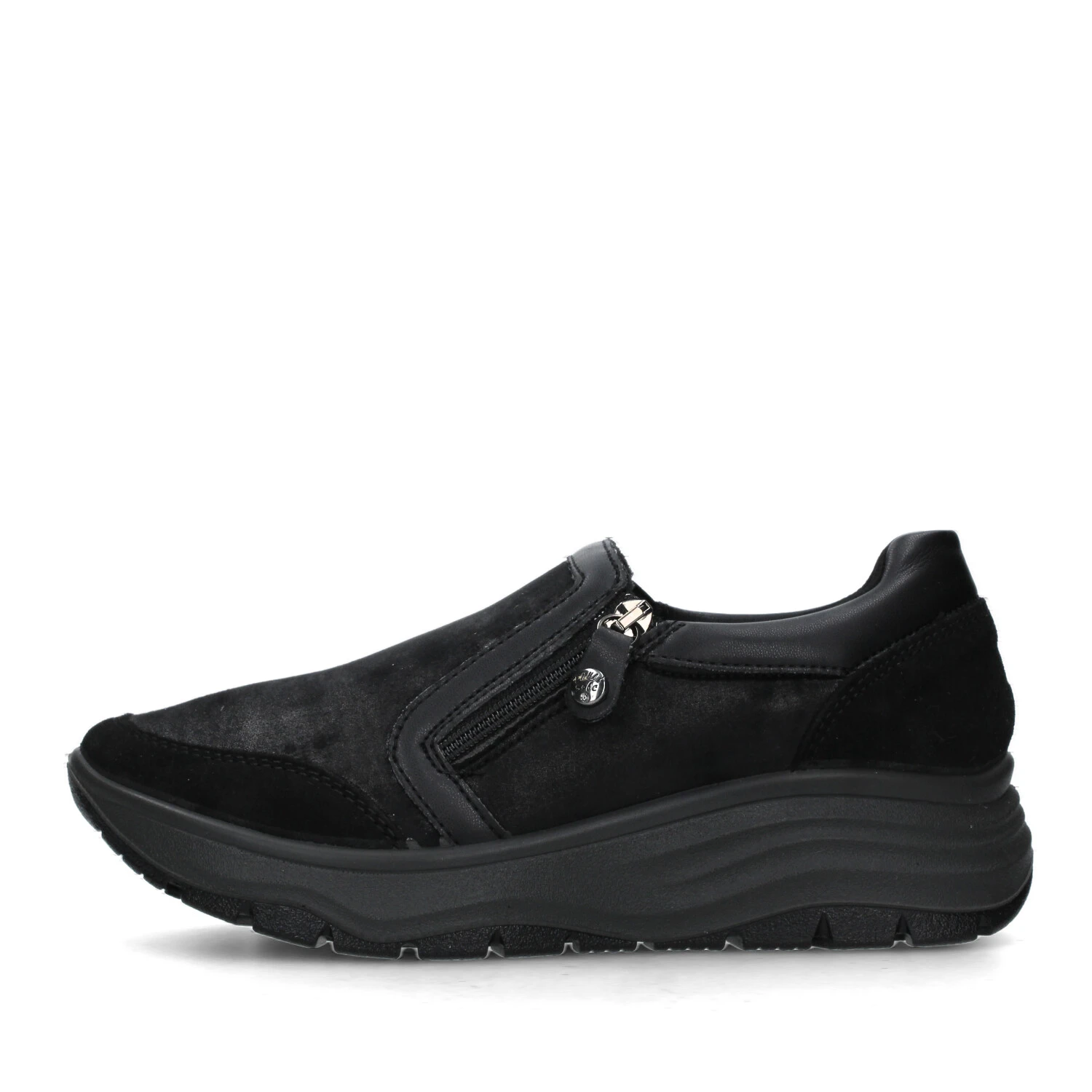 SNEAKERS SLIP ON SCAMOSCIATE DONNA NERO