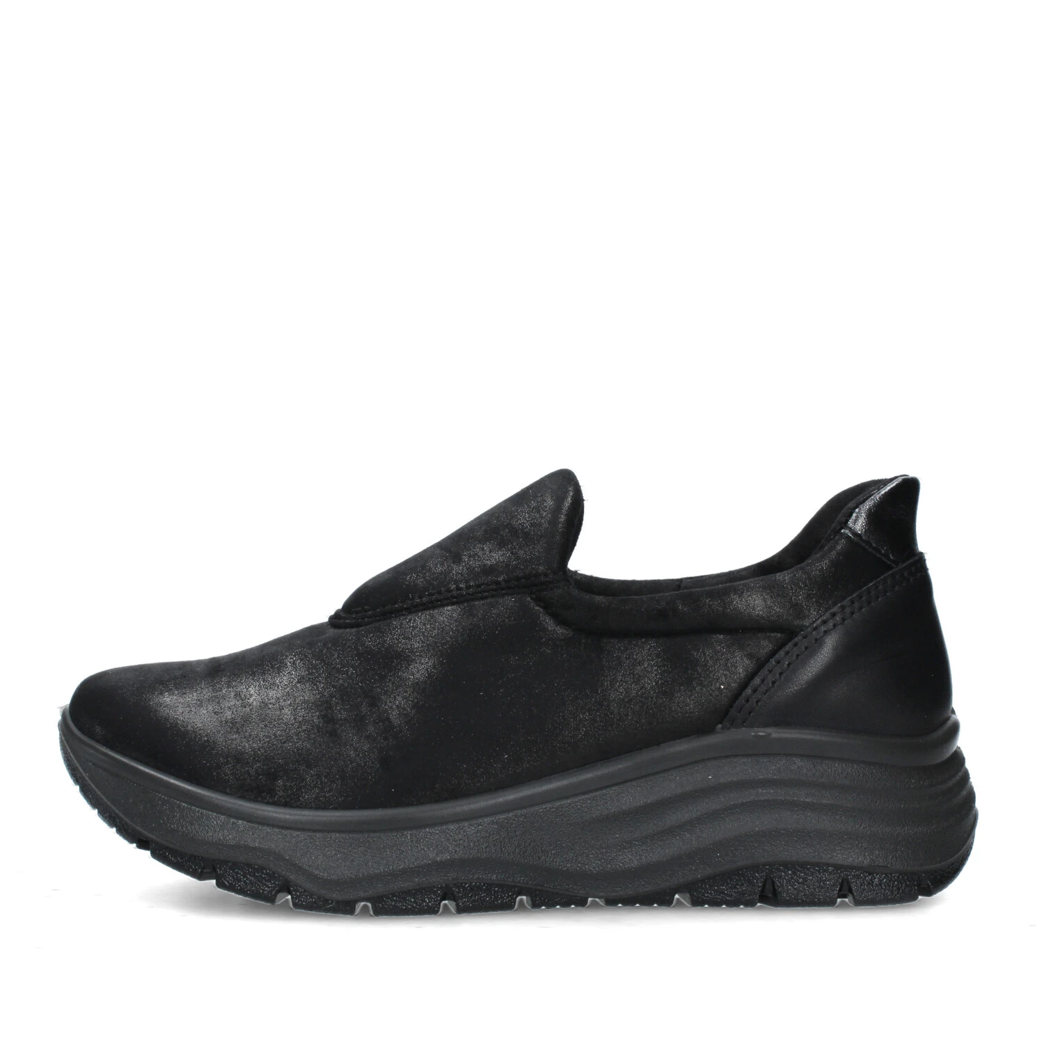 SNEAKERS SLIP ON CON SOLETTA IN PELLE DONNA NERO