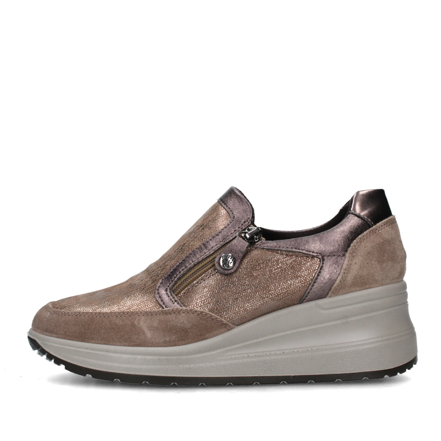 SNEAKERS SLIP ON CON CERNIERA DONNA BEIGE