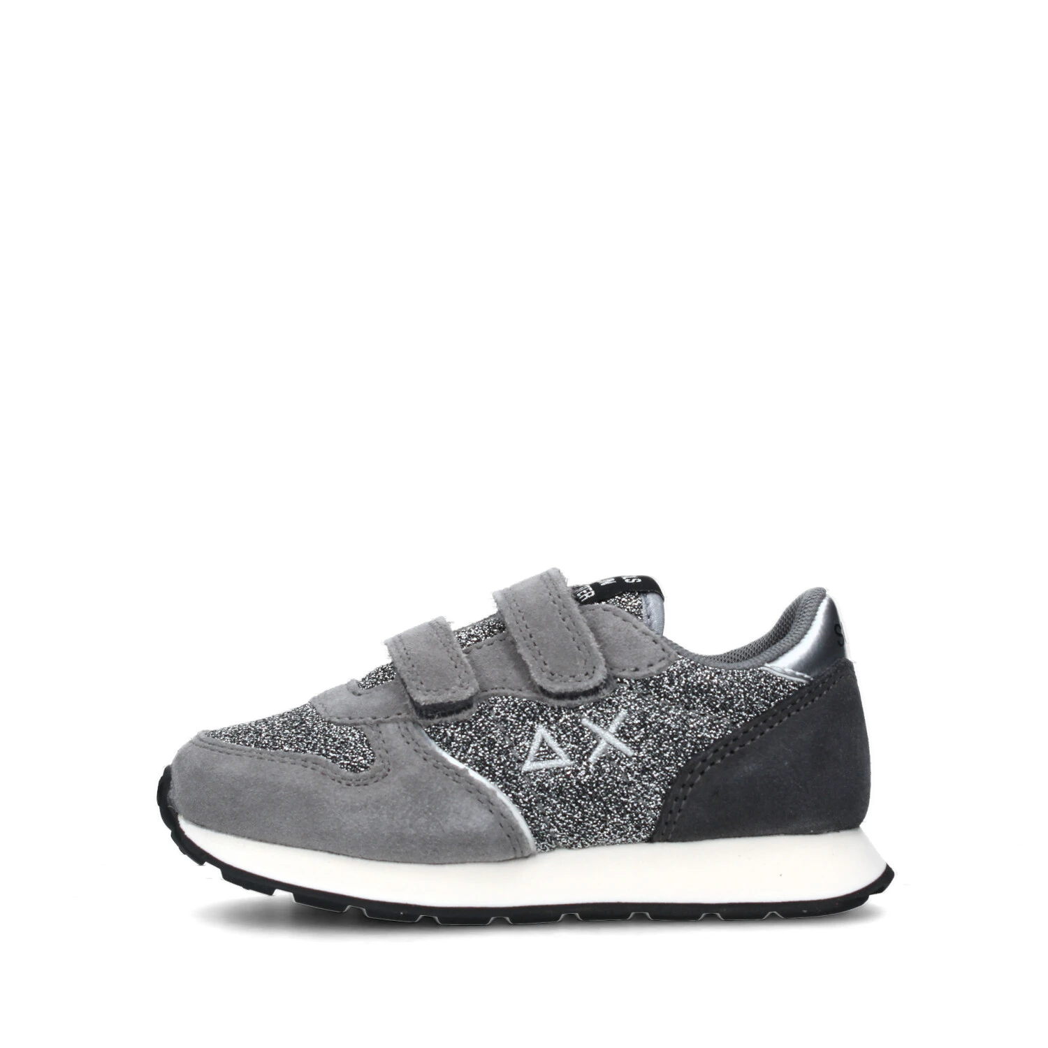 SNEAKERS BASSE ALLY GLITTER DOPPIO STRAPPO BAMBINA GRIGIO