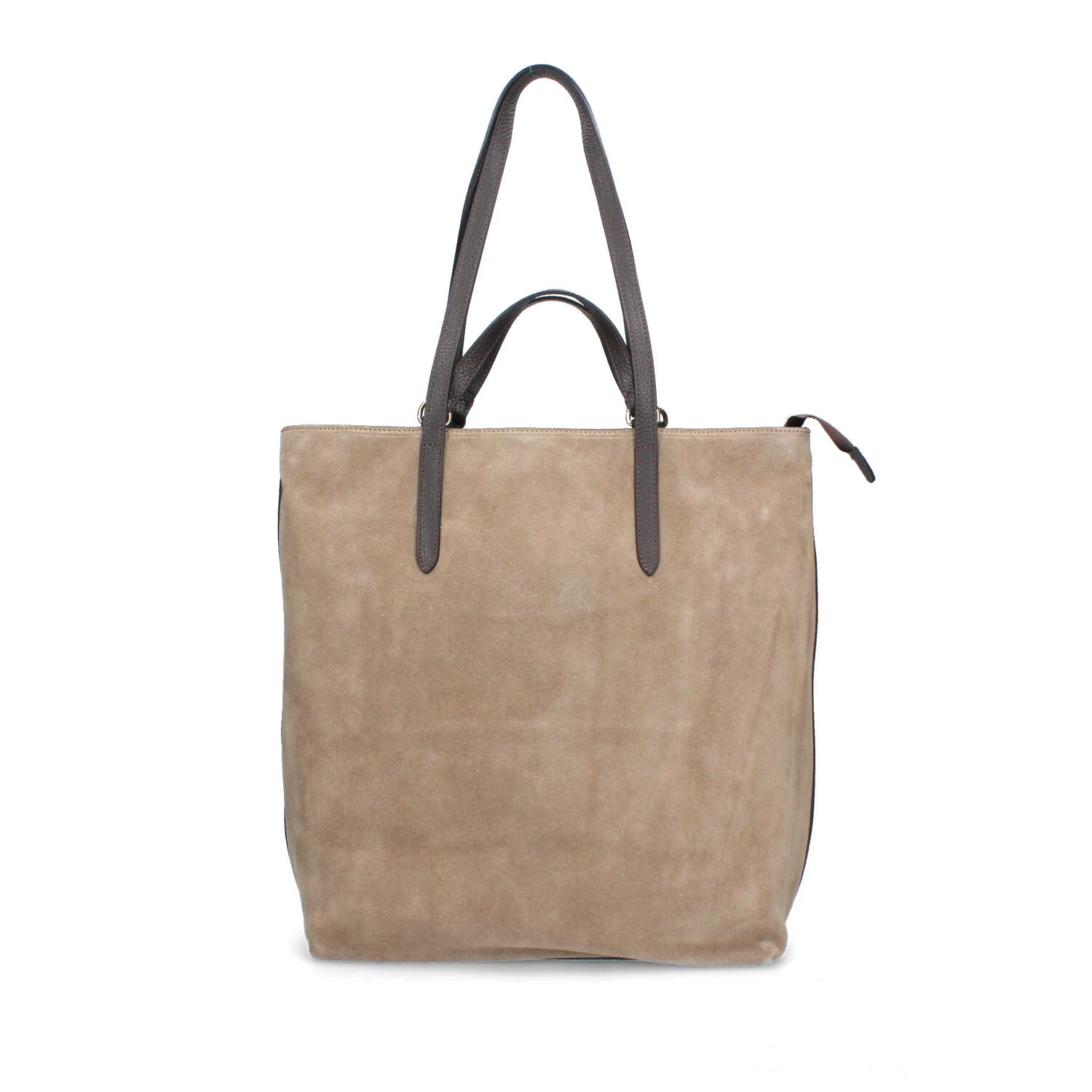 BORSA SHOPPING IN CAMOSCIO INSERTI IN PELLE DONNA BEIGE