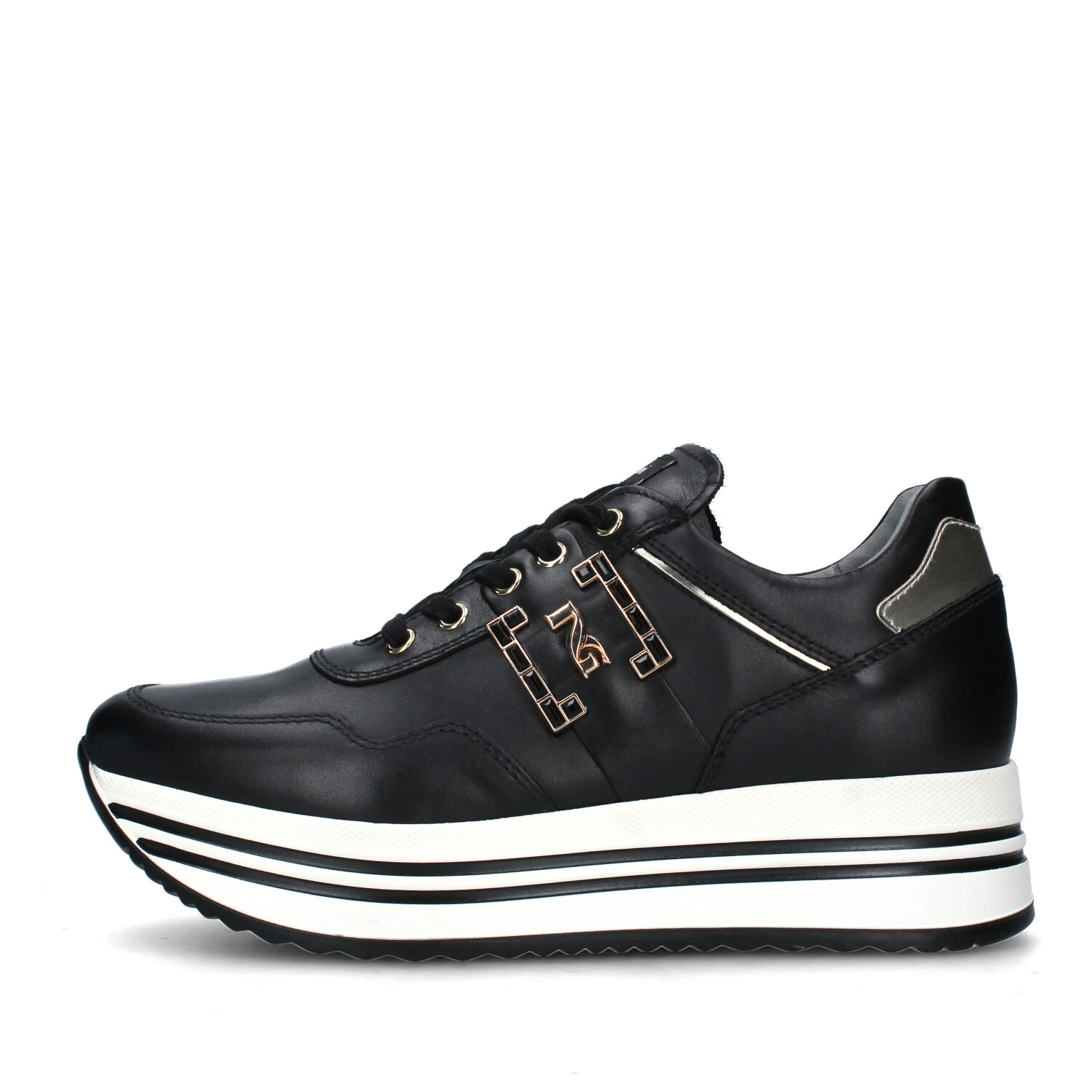 SNEAKERS PLATFORM CON PLACCHETTA DONNA NERO