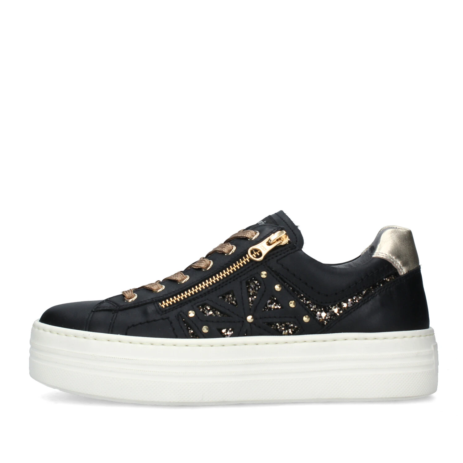 SNEAKERS PLATFORM CON GLITTER DONNA NERO