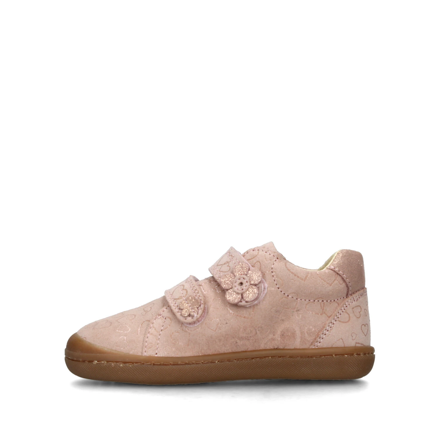 SNEAKERS BASSE CON STRAPPI E FANTASIA A CUORI BAMBINA ROSA