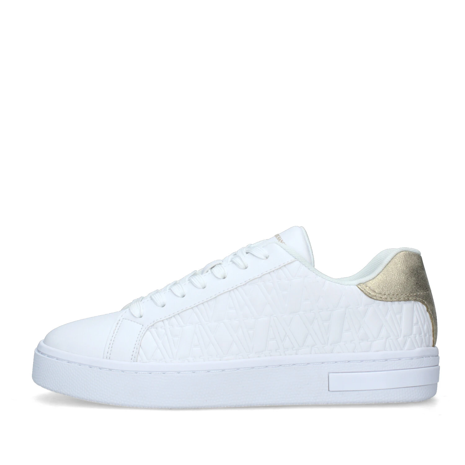 SNEAKERS BASSE CON TRAMA LOGO DONNA BIANCO ORO