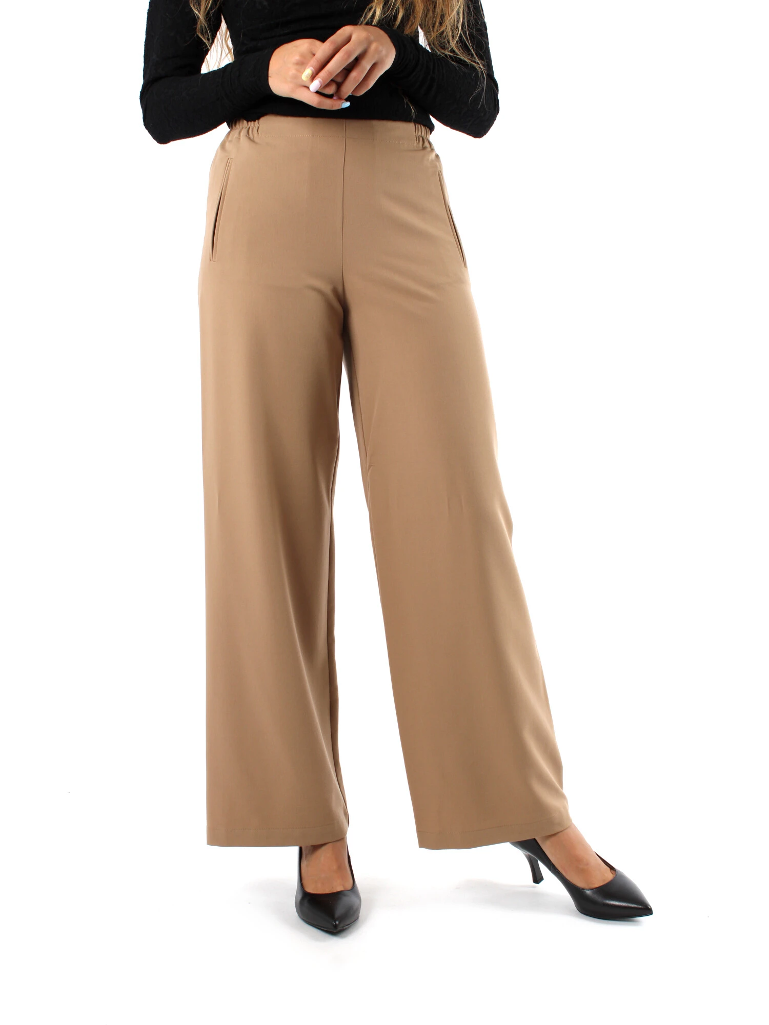 PANTALONI PALAZZO BOJAN MISTO VISCOSA DONNA BEIGE