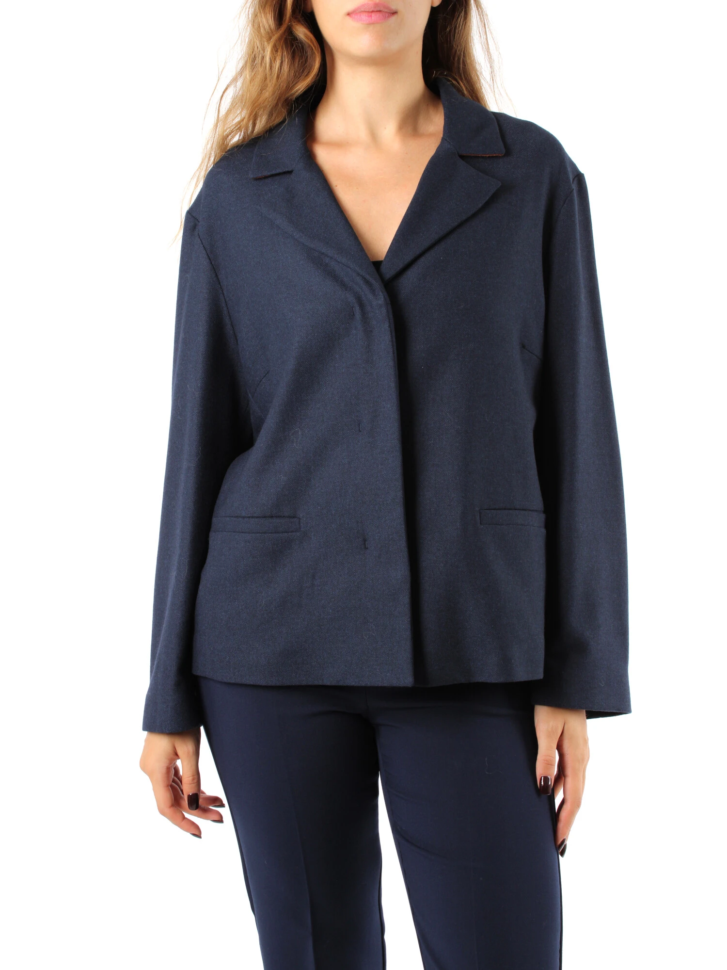 GIACCA BLAZER IN MISTO LANA DONNA BLU