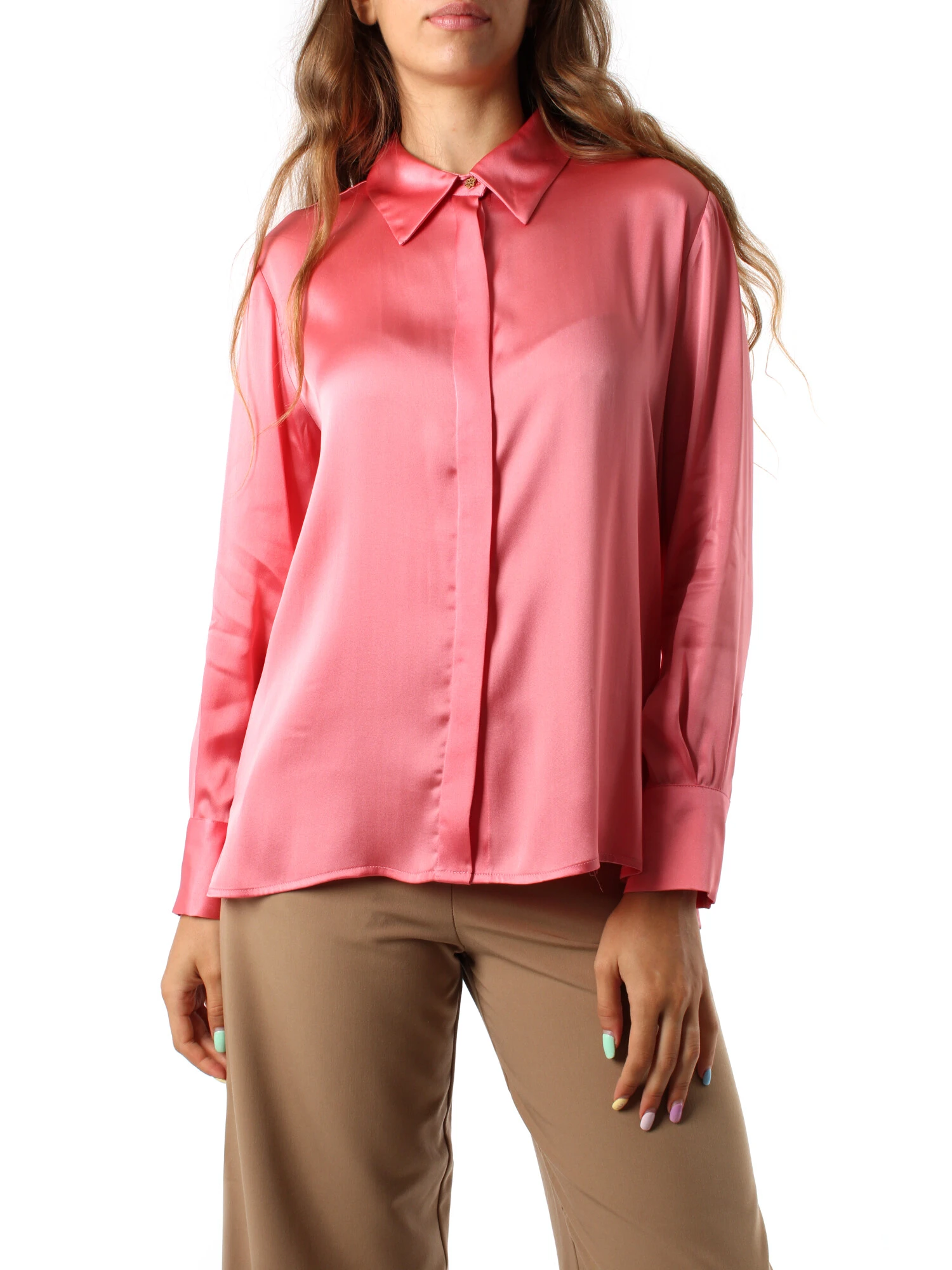 CAMICIA EFFETTO VINTAGE DONNA ROSA