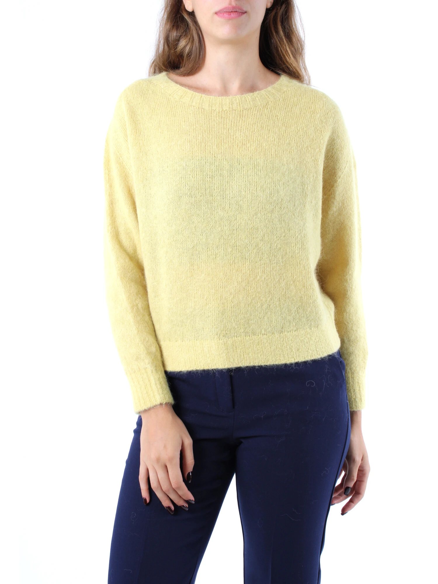 MAGLIA GIROCOLLO IN MISTO ALPACA E LANA DONNA GIALLO