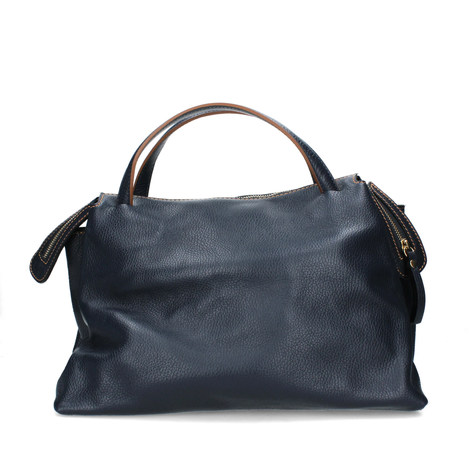 BORSA A MANO IN VERA PELLE INSERTI MARRONE DONNA BLU