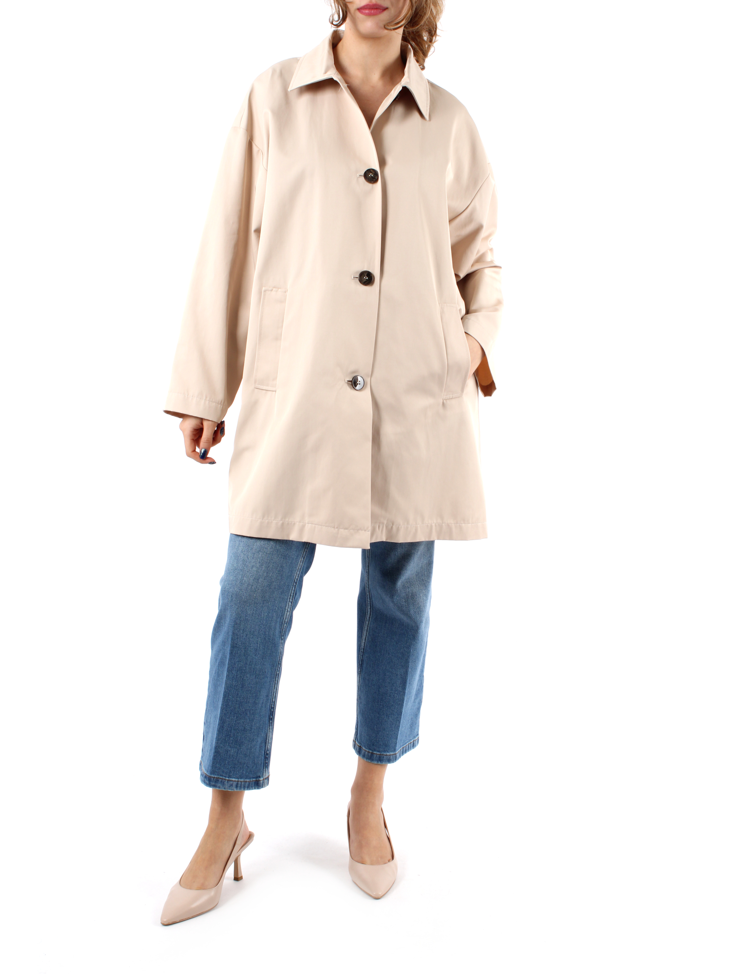 GIACCA IMPERMEABILE OVERSIZE DONNA ECRU