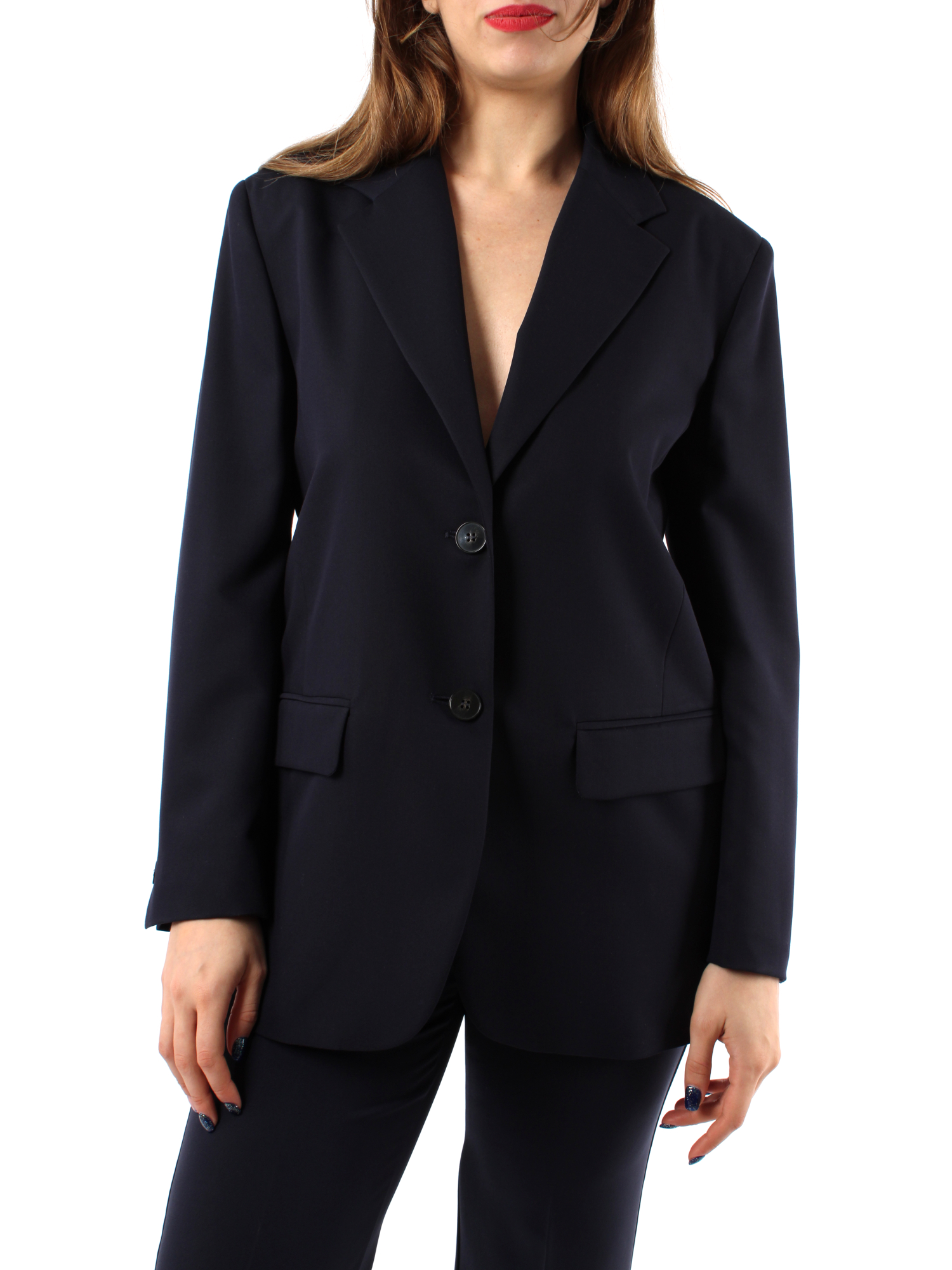 GIACCA BLAZER MONOPETTO OVERSIZE IN MISTO VISCOSA DONNA BLU