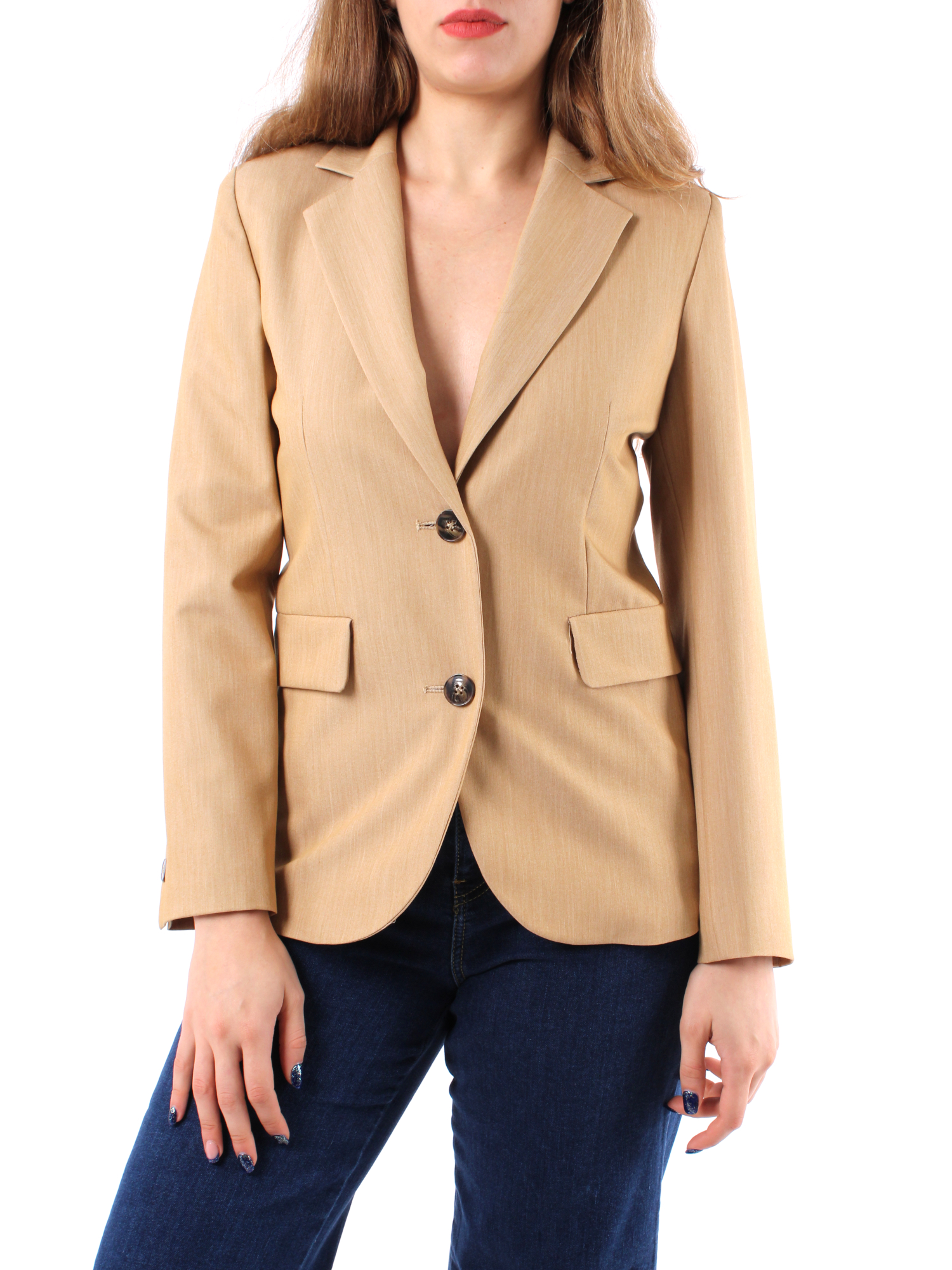 GIACCA BLAZER MONOPETTO IN MISTO VISCOSA DONNA BEIGE