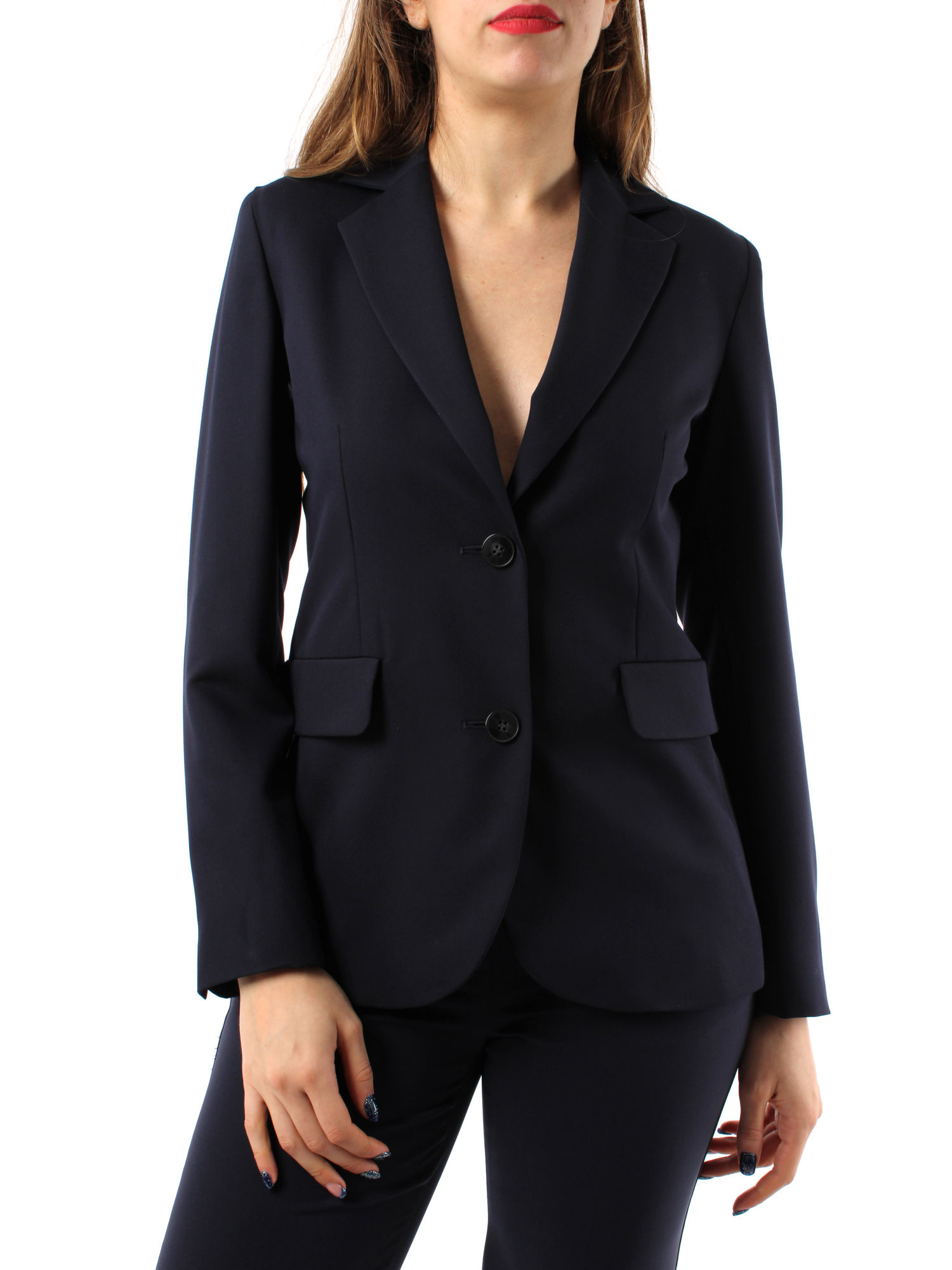 GIACCA BLAZER MONOPETTO IN MISTO VISCOSA DONNA BLU