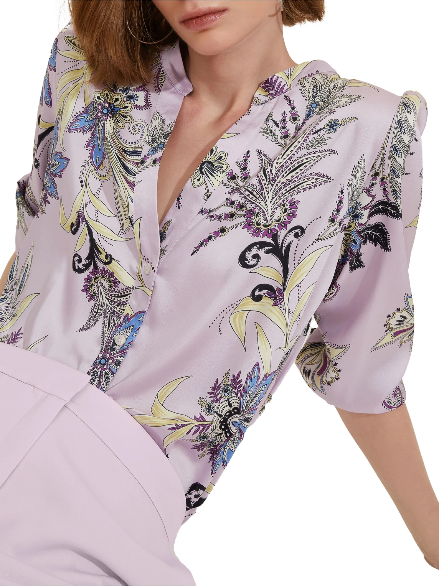 BLUSA CON STAMPA FLOREALE DONNA LILLA