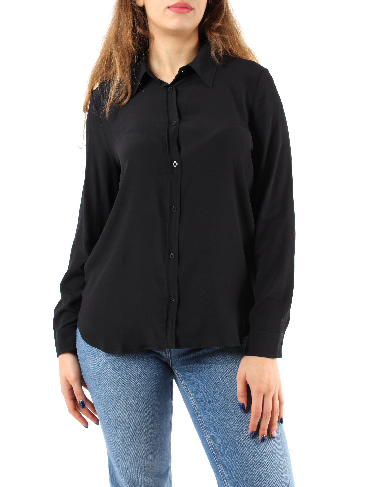 CAMICIA IN CRÈPE MISTO SETA DONNA BLU