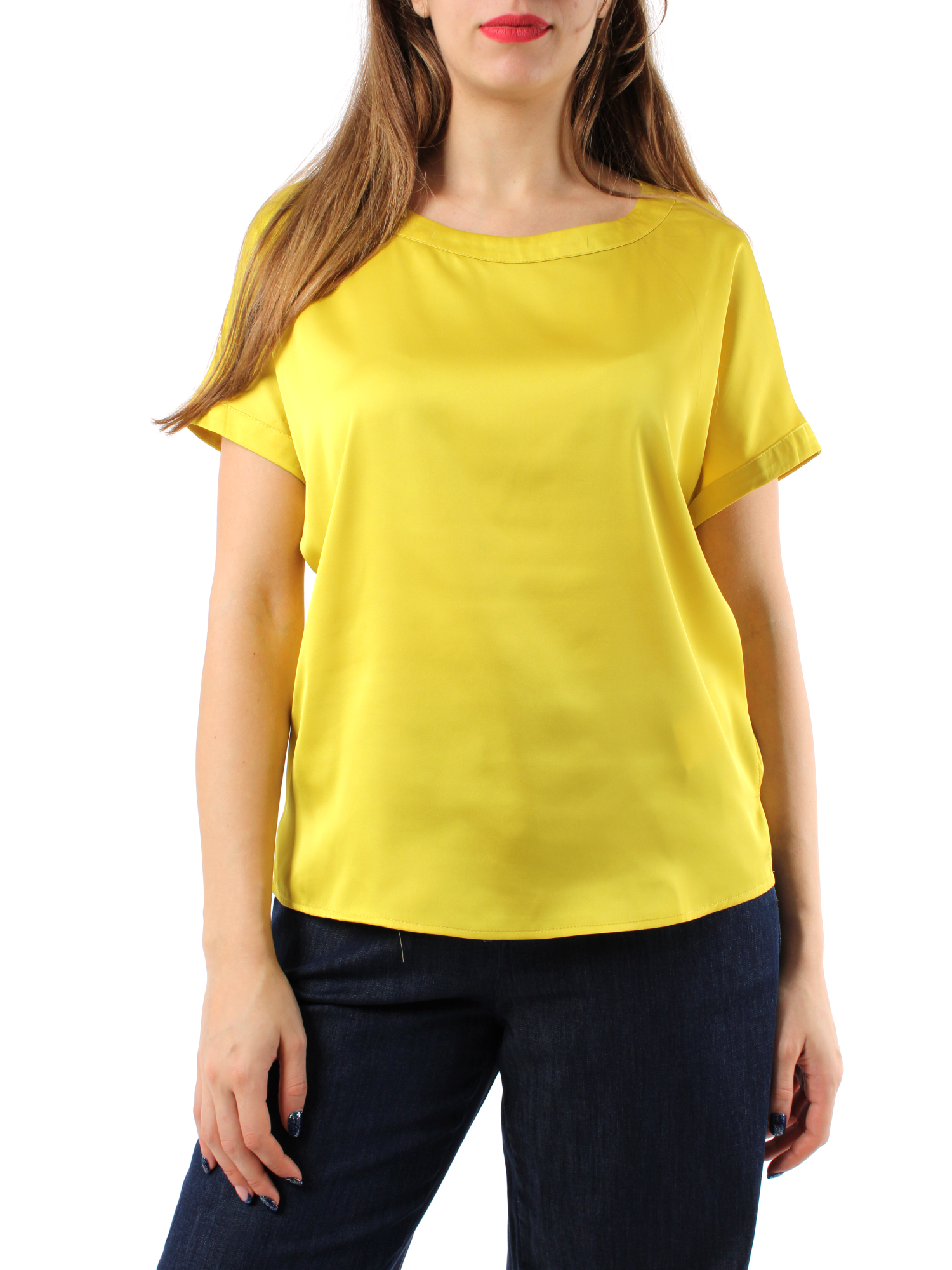 BLUSA A MANICHE CORTE IN RASO DONNA GIALLO