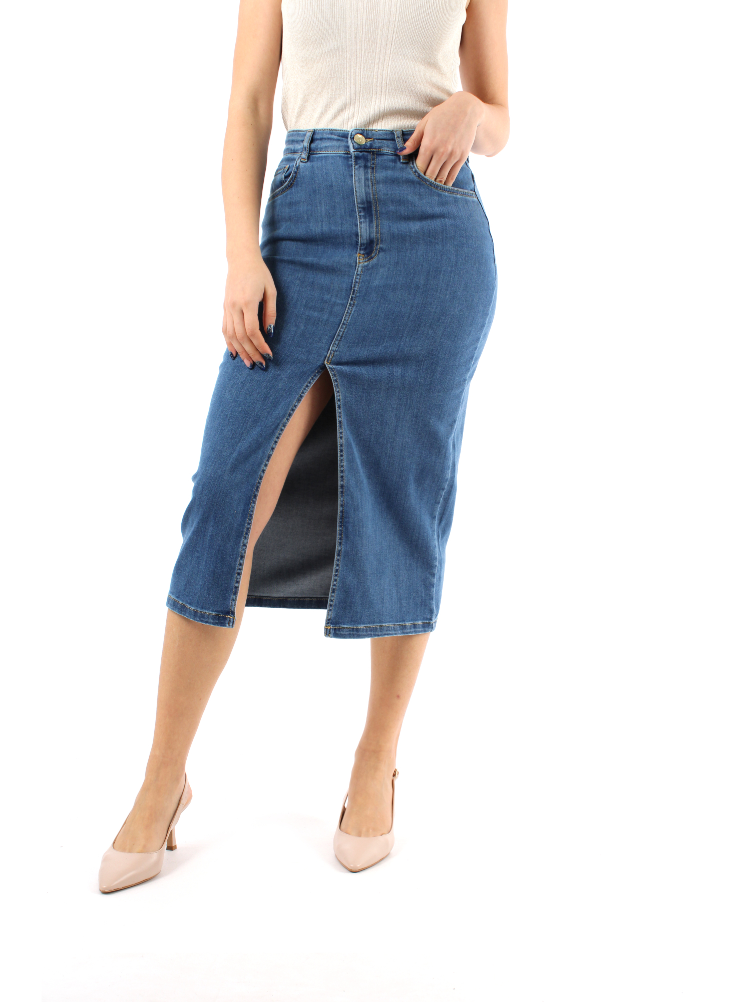 GONNA LUNGA DI JEANS DONNA BLU