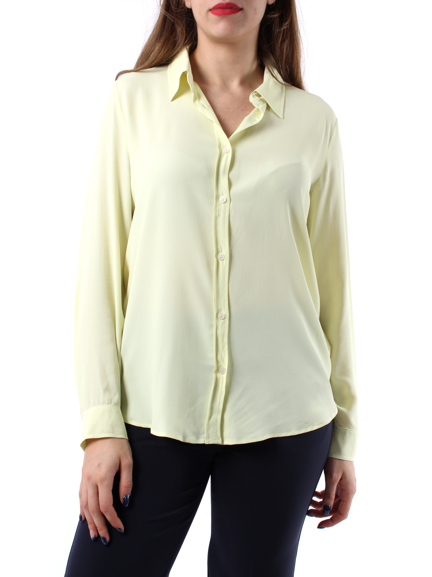 CAMICIA IN CRÈPE DE CHINE MISTO SETA DONNA GIALLO LIME