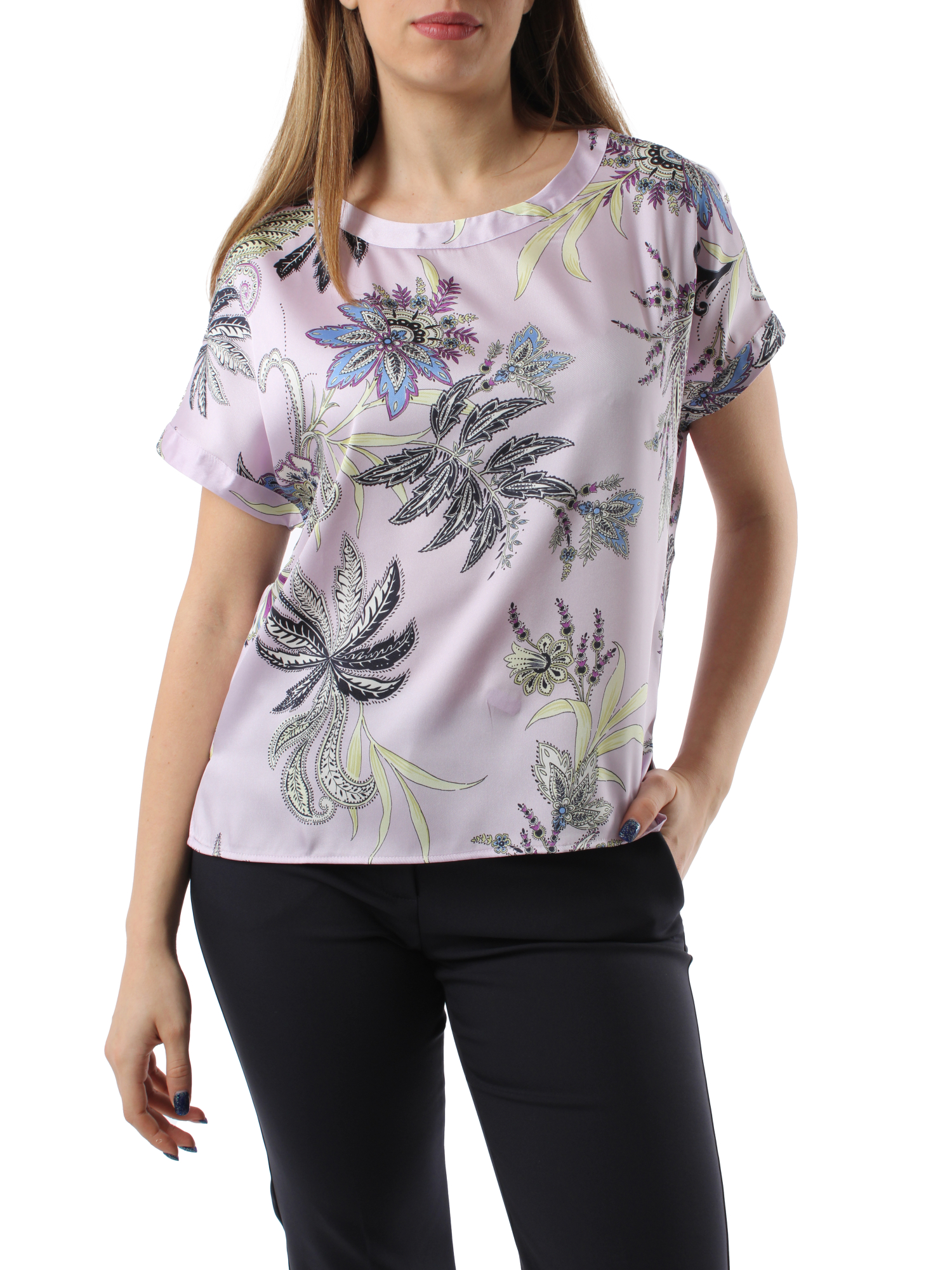 BLUSA IN TWILL A FANTASIA FLOREALE DONNA LILLA