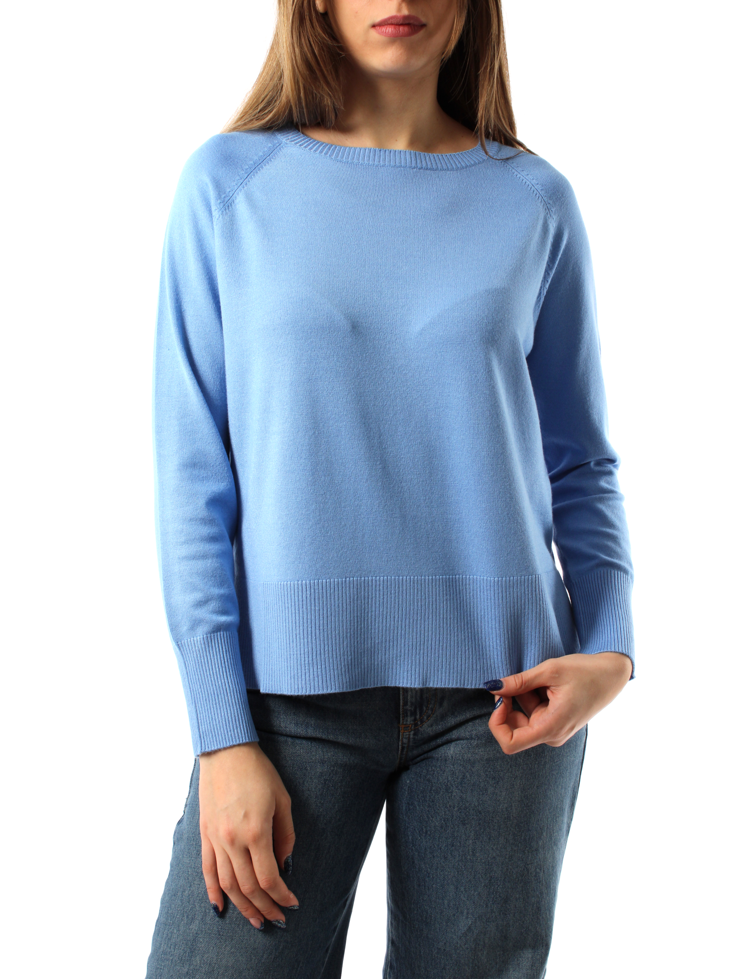 MAGLIA GIROCOLLO IN VISCOSA DONNA AZZURRO