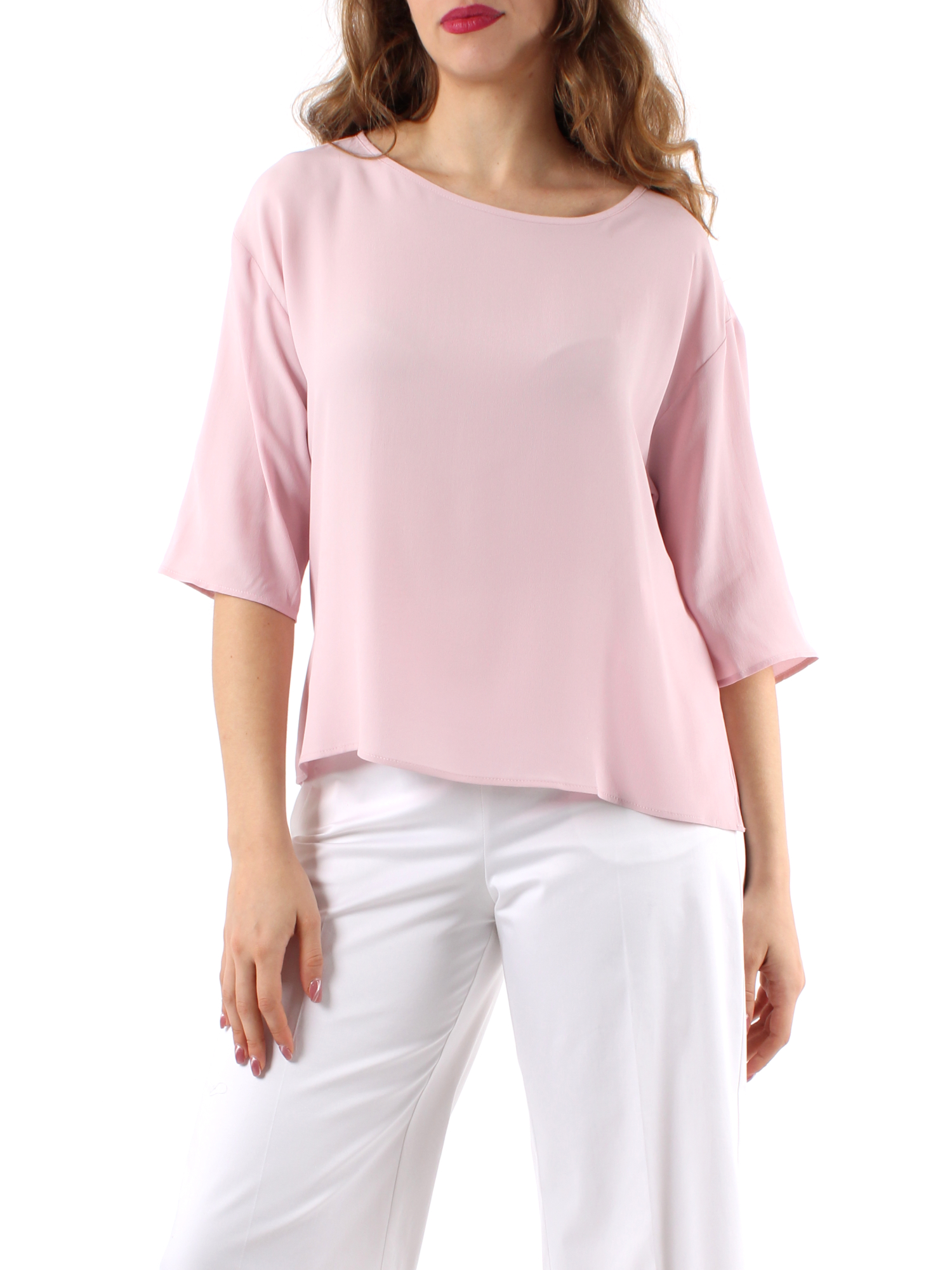 BLUSA SVASATA IN CRÊPE MISTO SETA DONNA ROSA