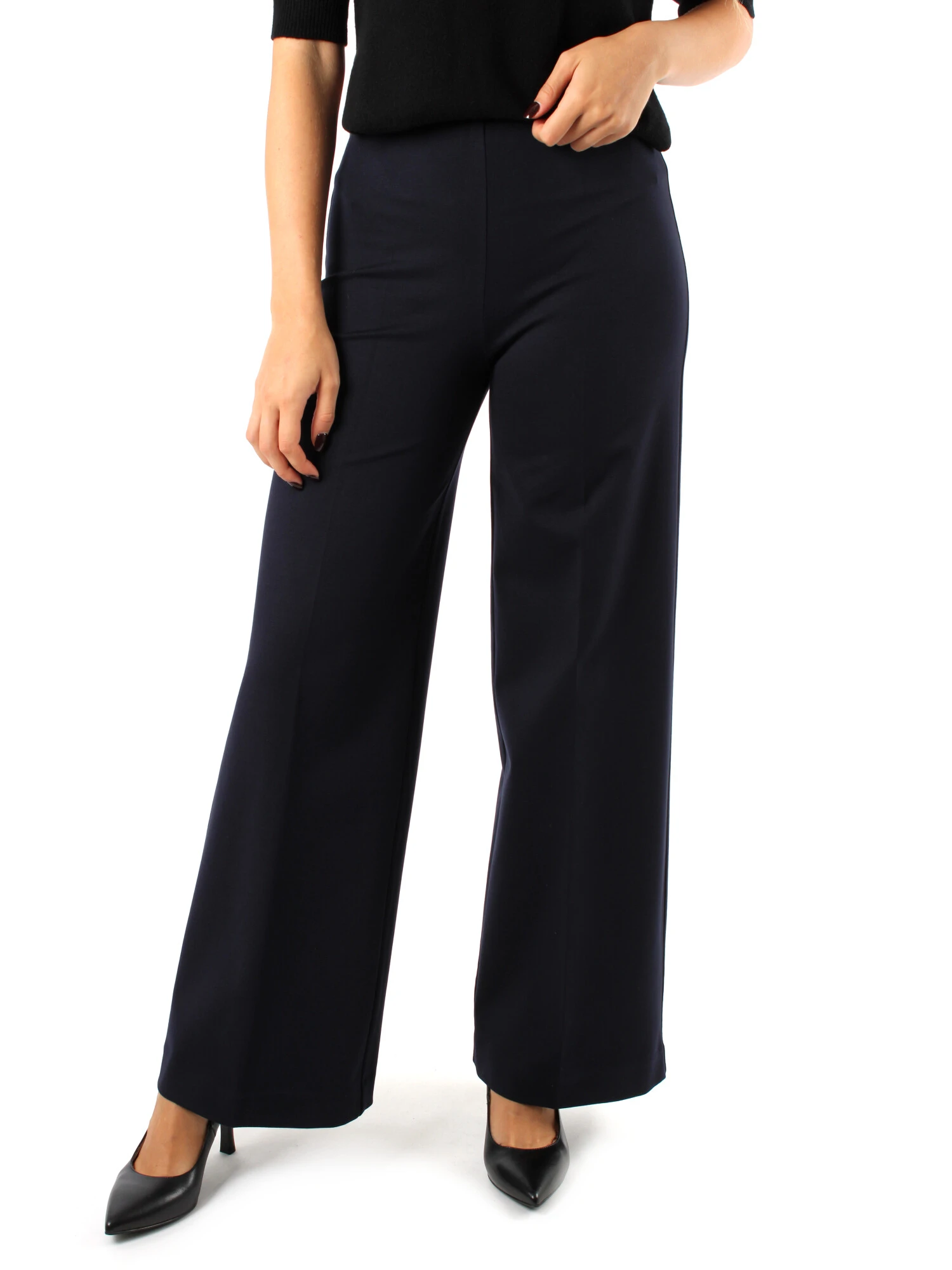 PANTALONI PALAZZO CON VITA ELASTICA DONNA BLU NAVY