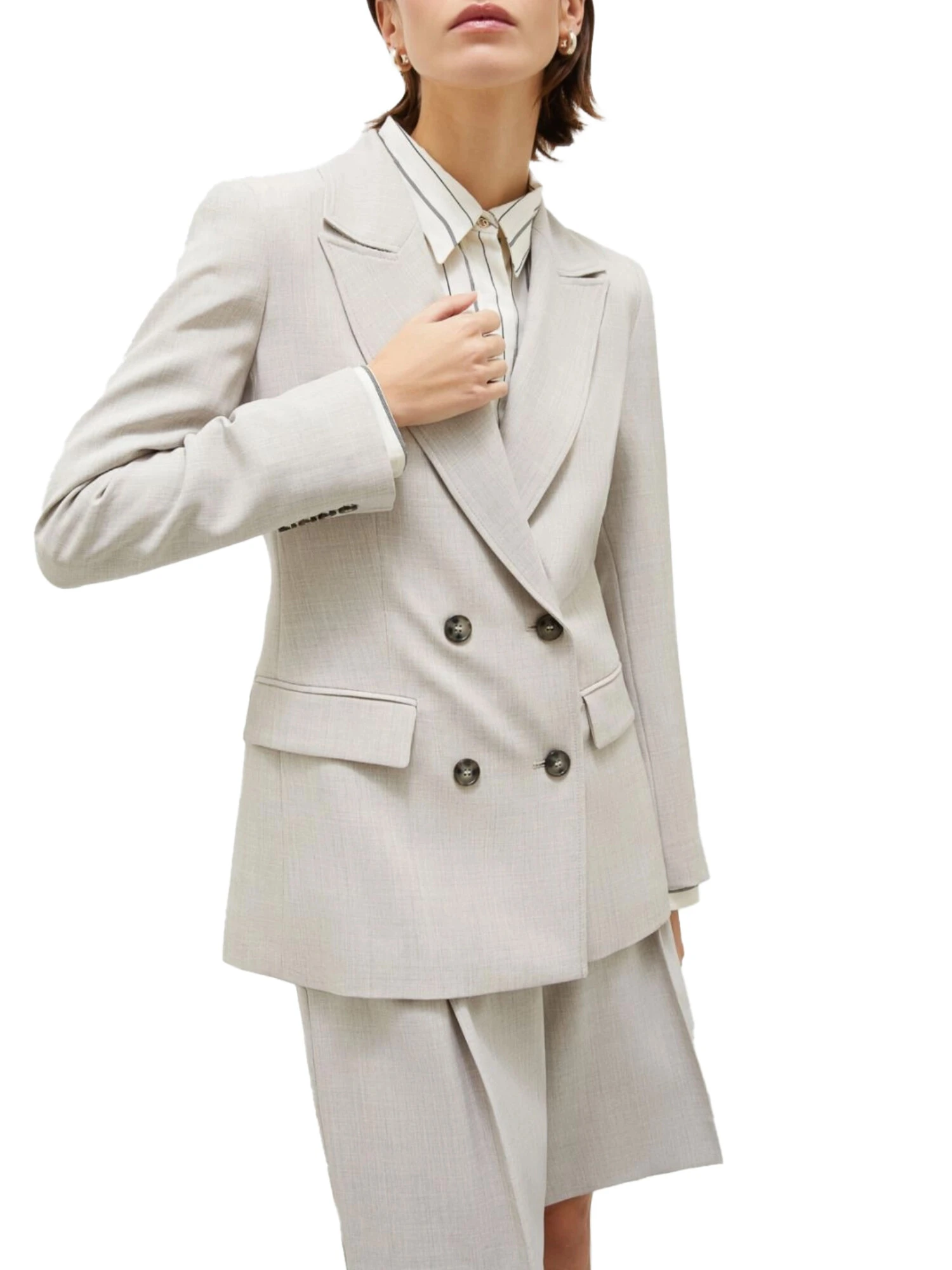 GIACCA BLAZER DOPPIOPETTO IN STUOIA DONNA BEIGE