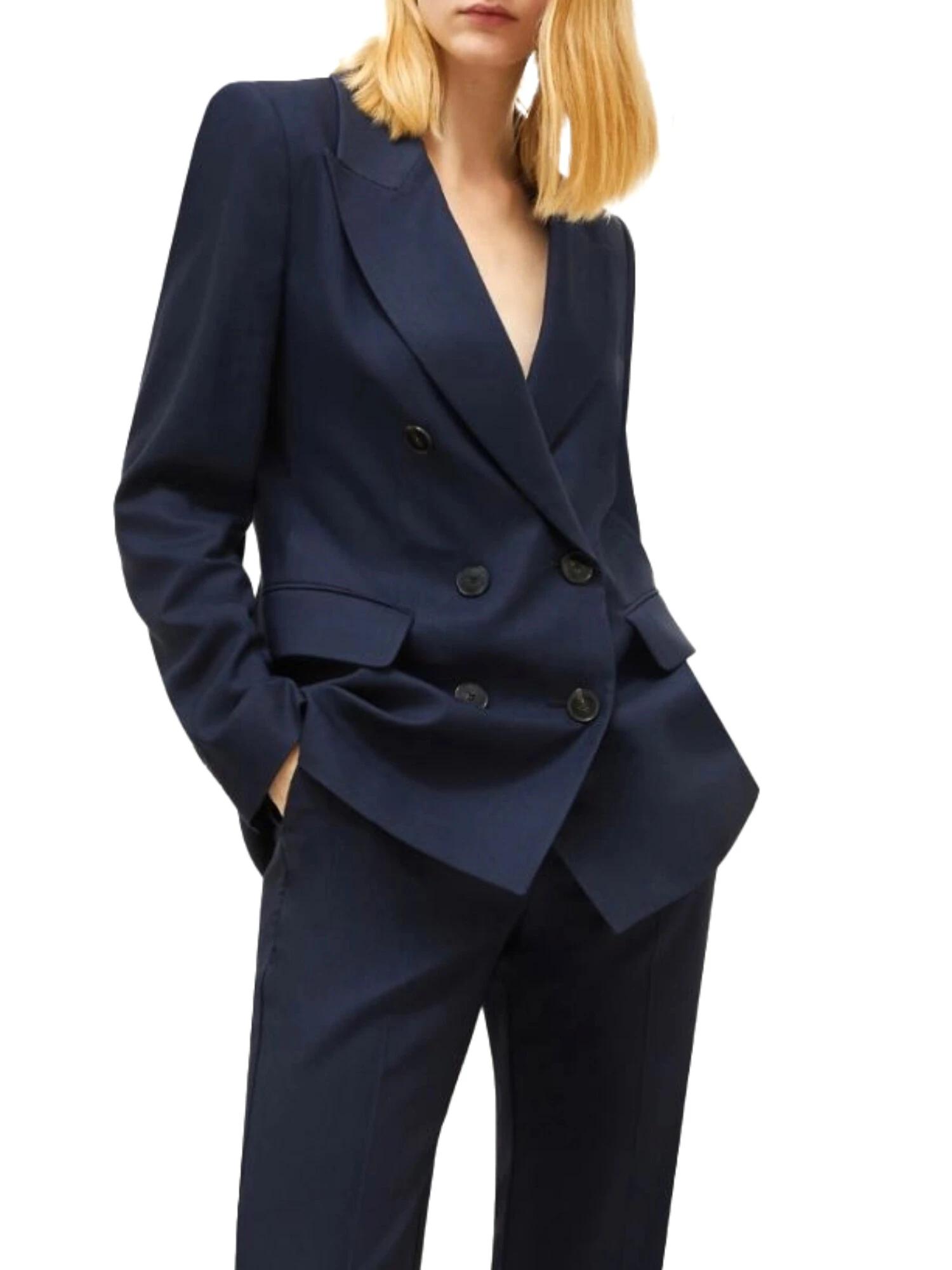 GIACCA BLAZER DOPPIOPETTO IN TWILL DONNA BLU