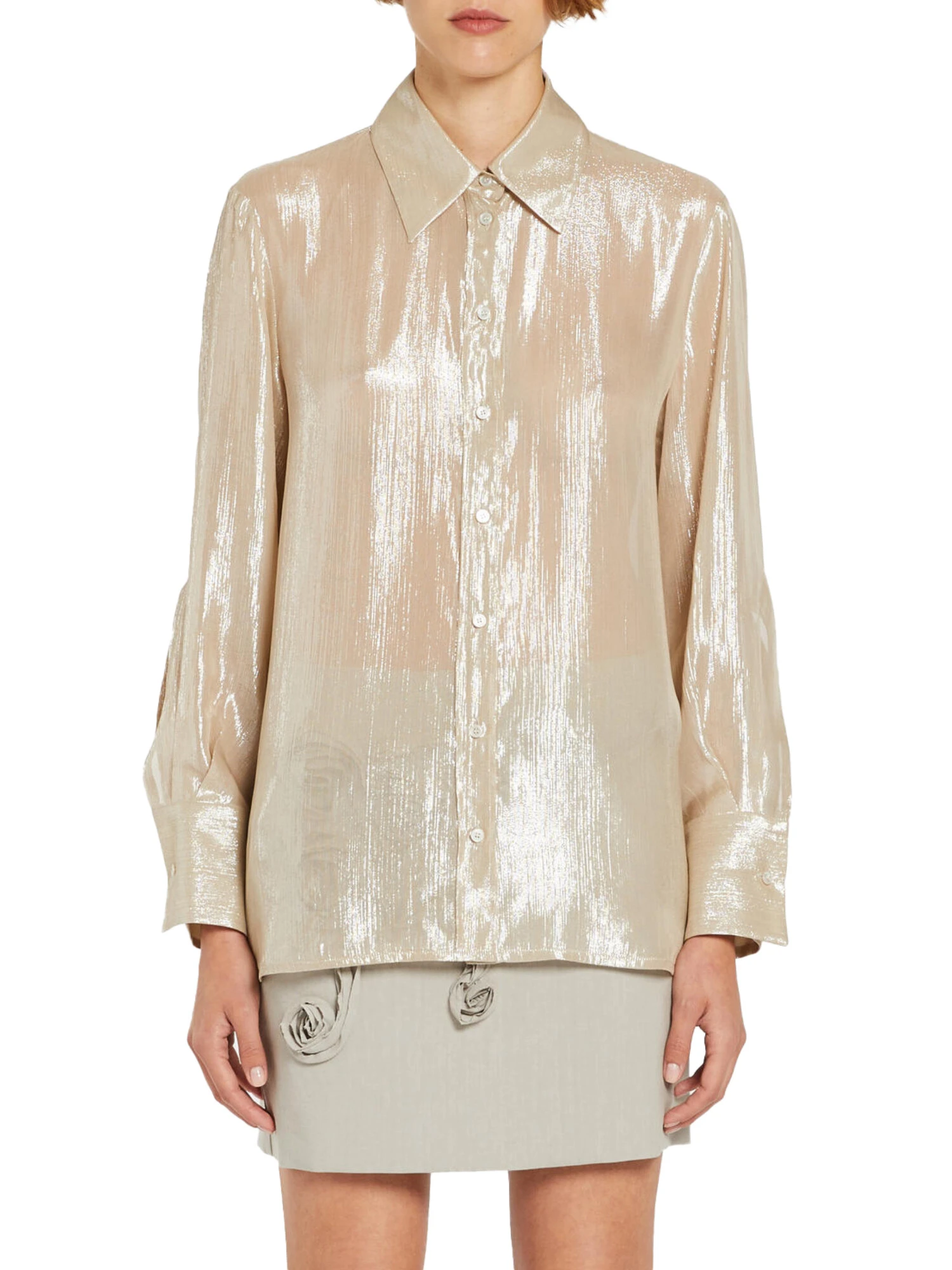 CAMICIA IN CHIFFON LUREX DONNA BEIGE