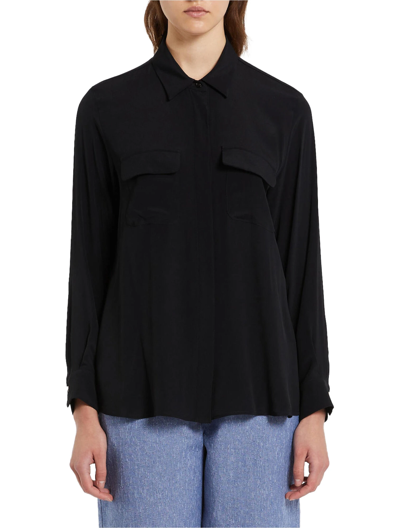 CAMICIA IN CREPE DE CHINE MISTO SETA DONNA NERO