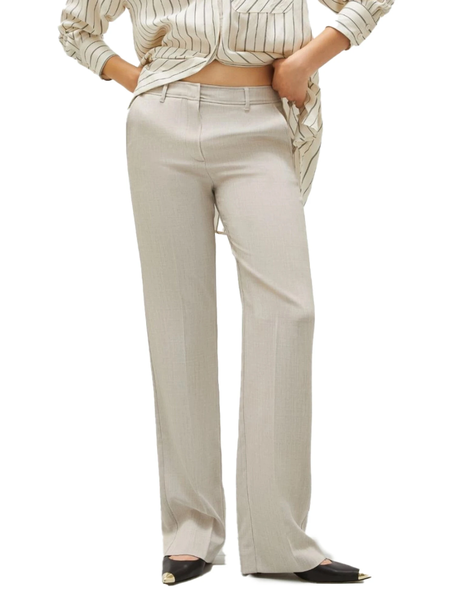 PANTALONI CHINO IN STUOIA DONNA BEIGE