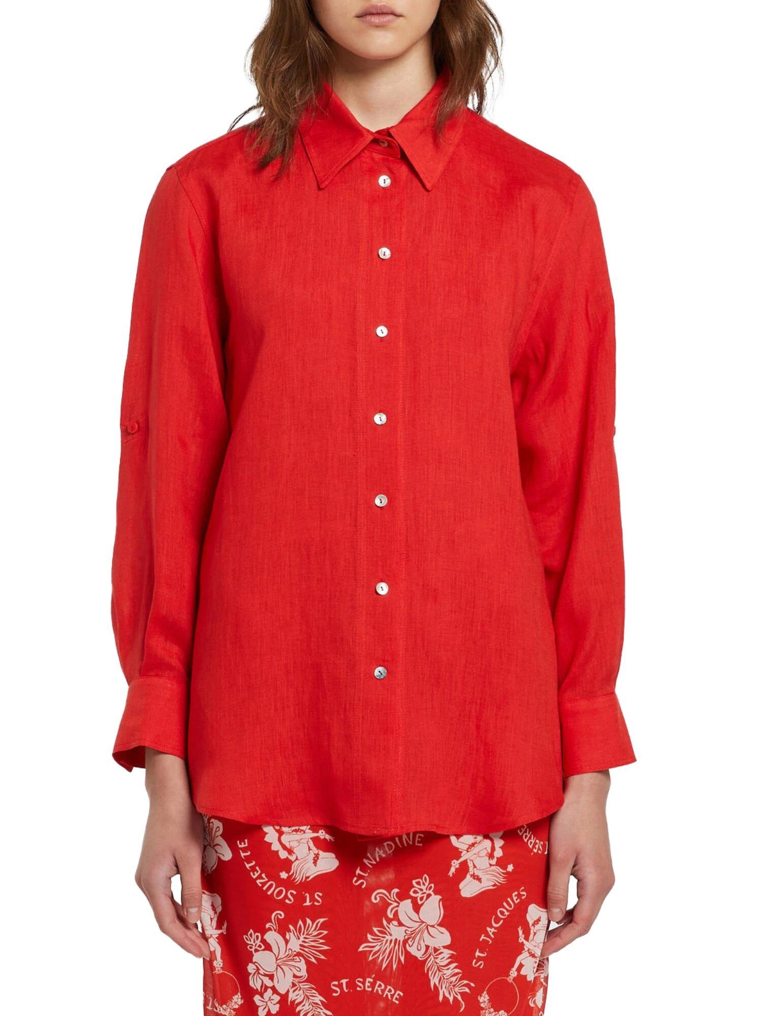 CAMICIA OVER IN VISCOSA DONNA ROSSO