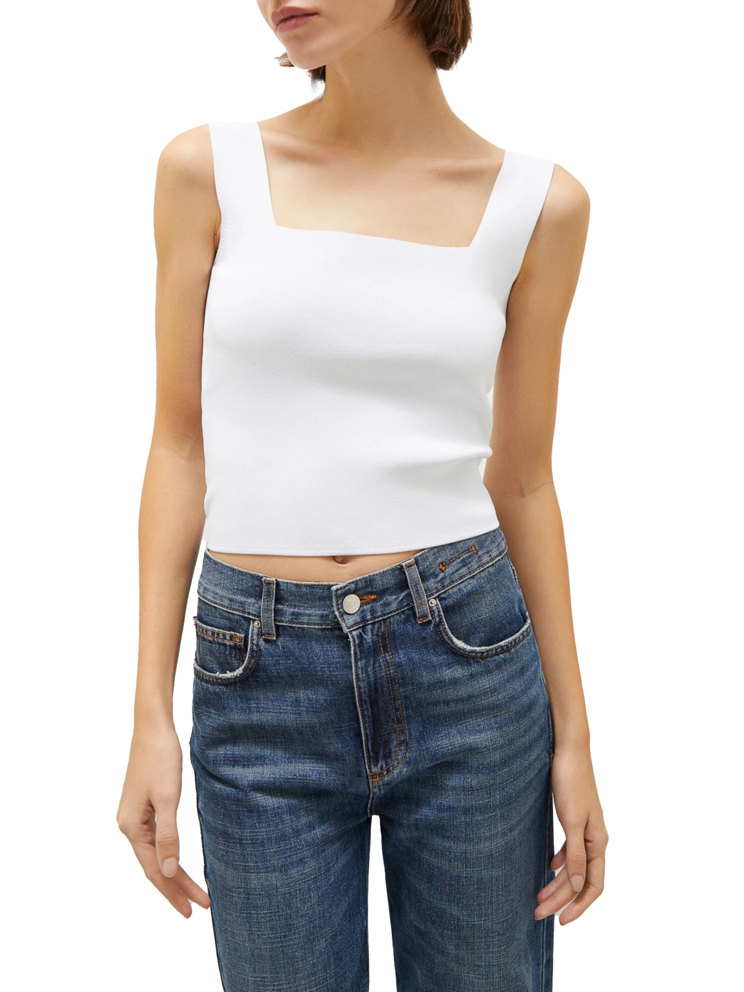 TOP CROP IN MAGLIA DONNA BIANCO