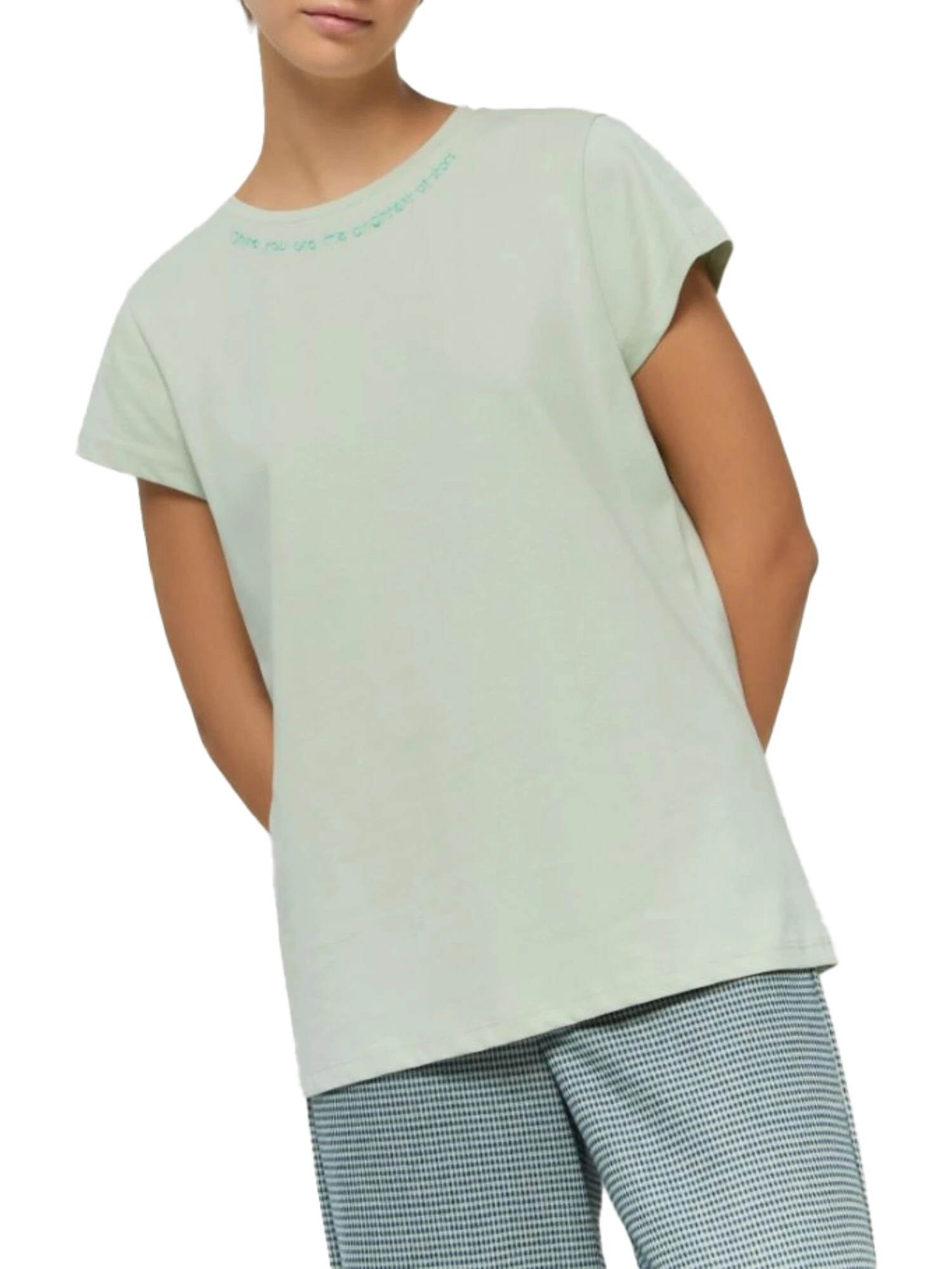 T-SHIRT A MANICA CORTA CON RICAMO DONNA VERDE