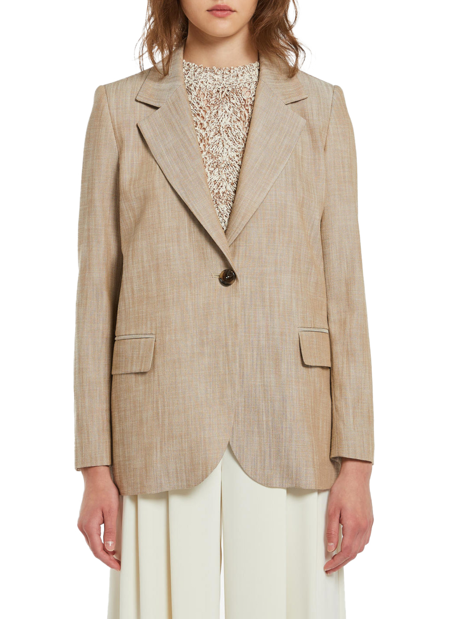 GIACCA BLAZER IN STUOIA DONNA BEIGE