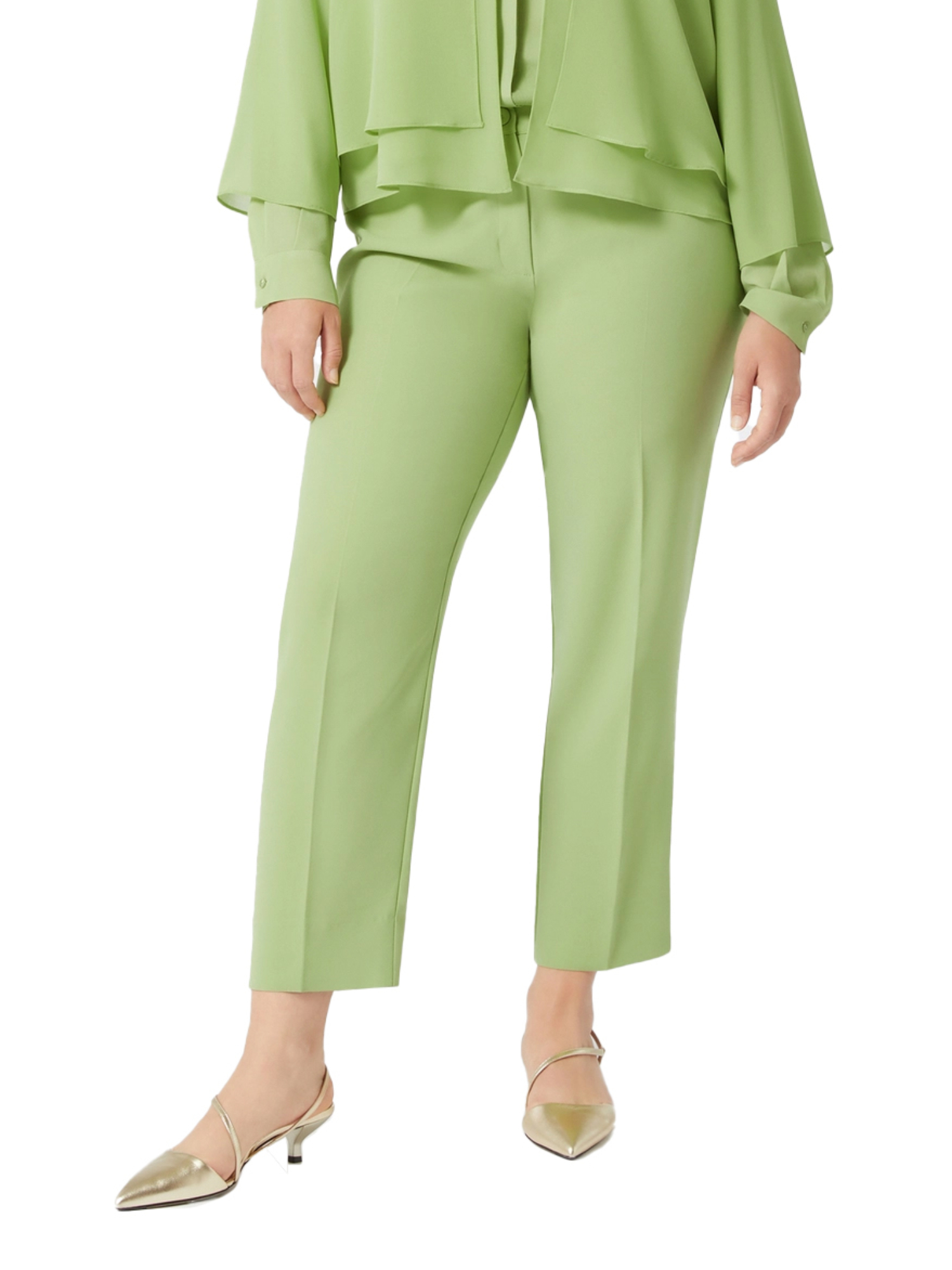 PANTALONI A SIGARETTA IN CRÊPE ENVERS SATIN DONNA VERDE