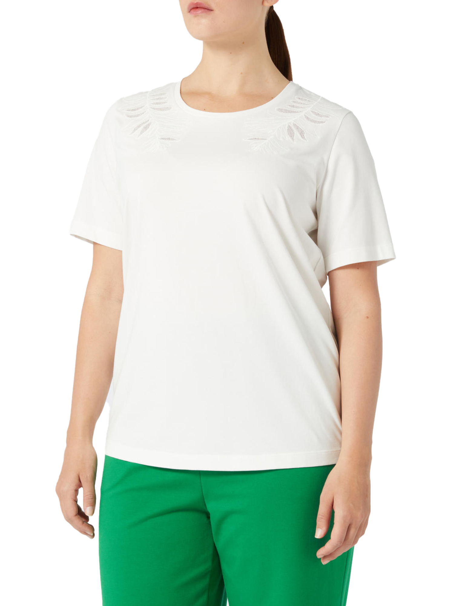 T-SHIRT A MANICA CORTA CON RICAMI DONNA BIANCO